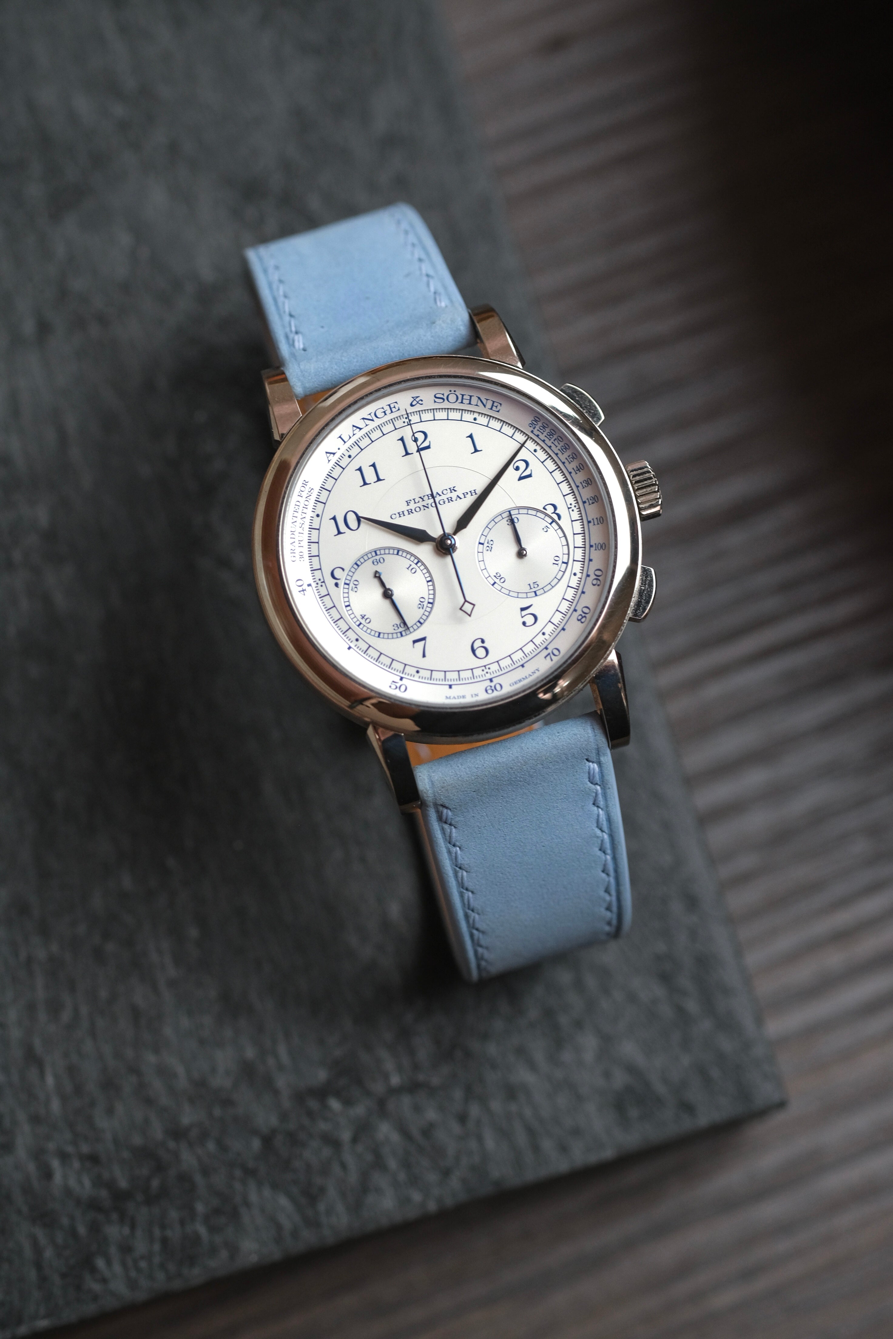 Baby Blue Nubuck Leather Strap - Artisan Straps