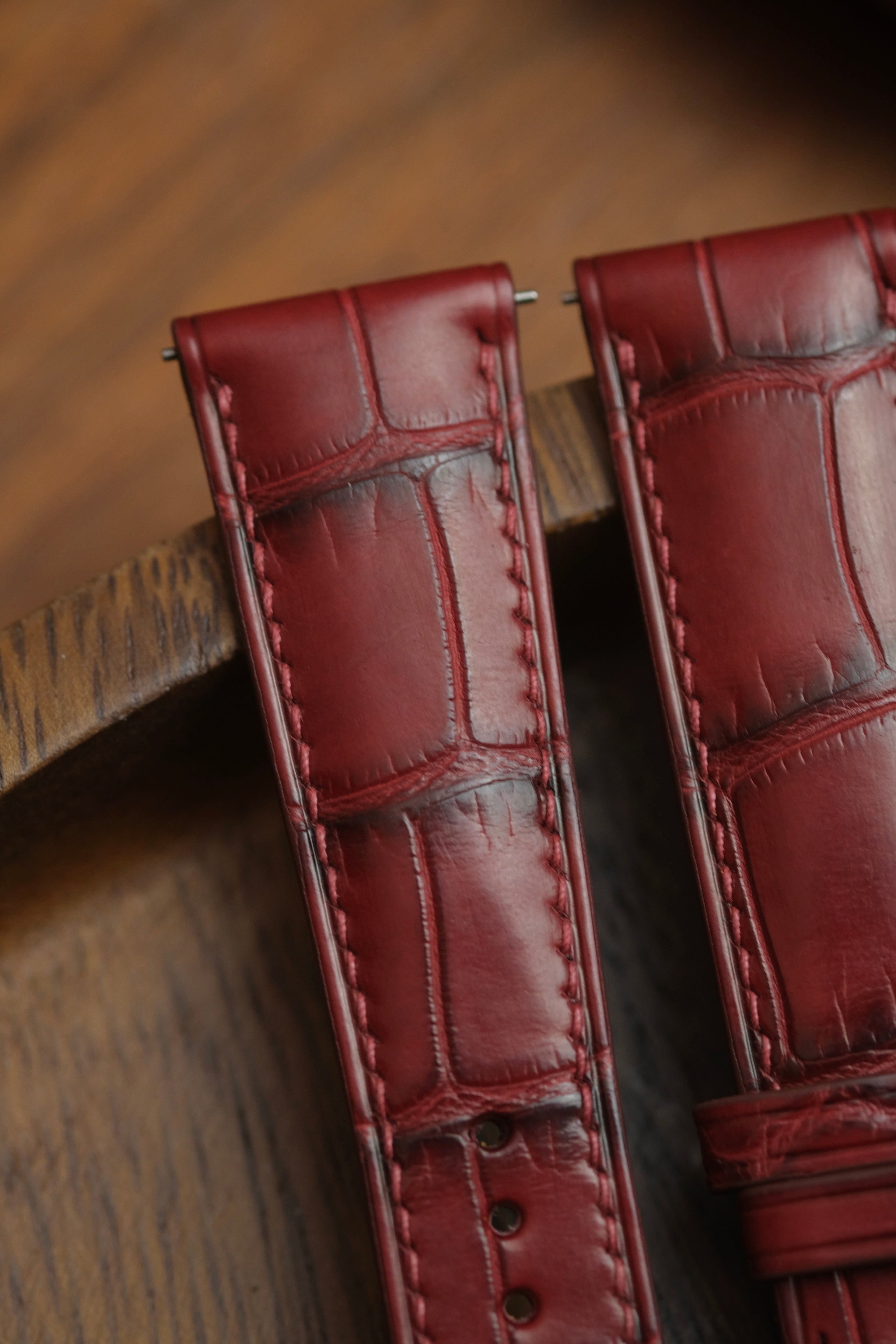 Antique Red Alligator Leather Strap