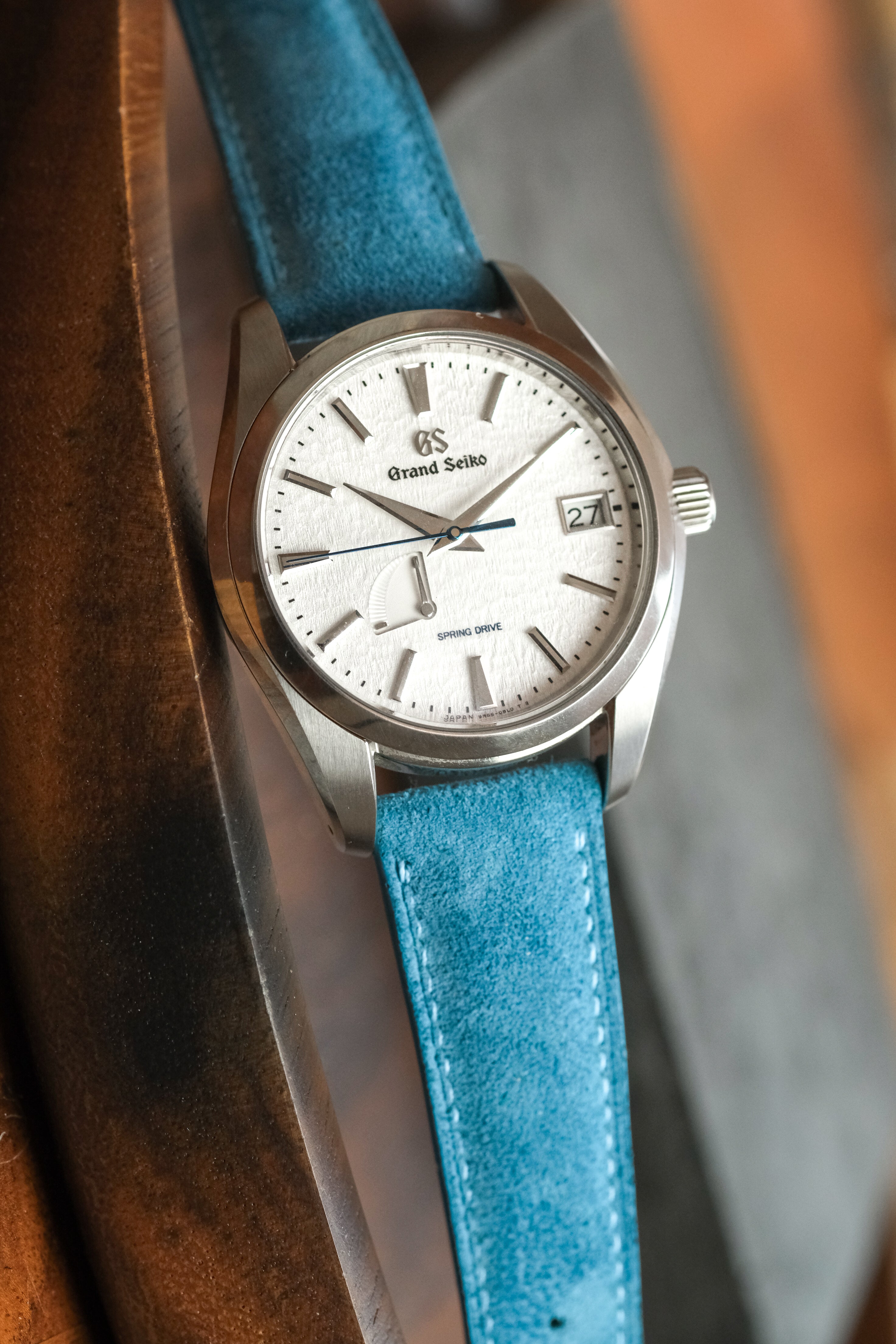 Aqua Blue Suede (Padded) Leather Strap