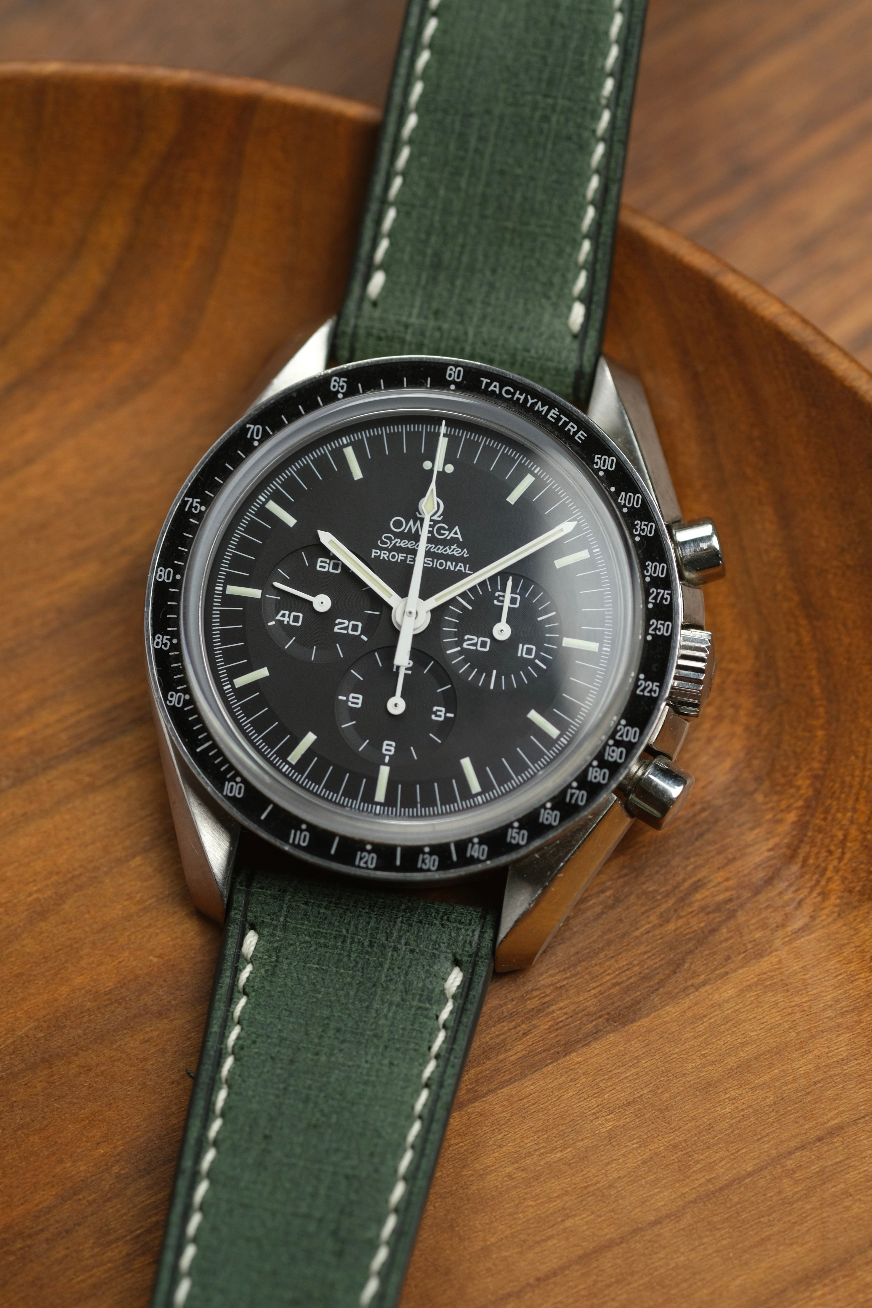 Green Babele 'Linen' Leather Strap - Artisan Straps