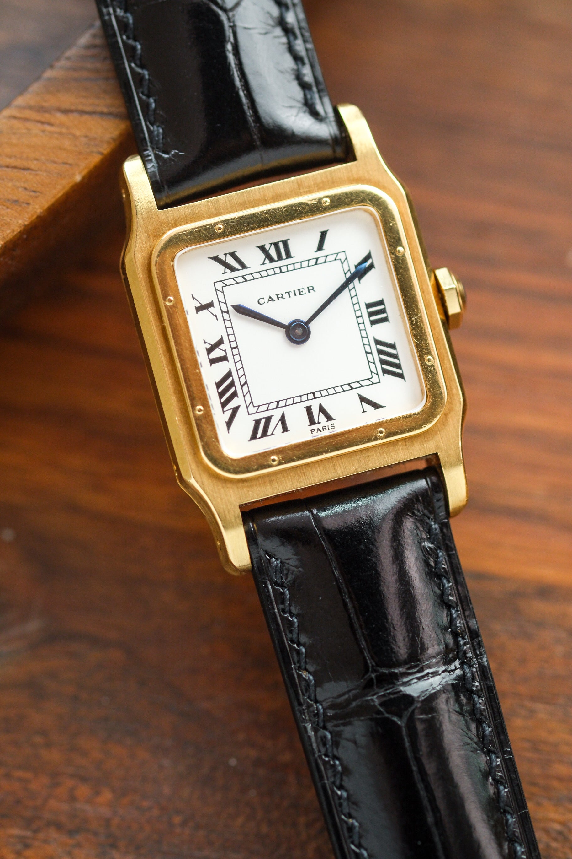 Black Glazed Alligator (Padded) Leather Strap