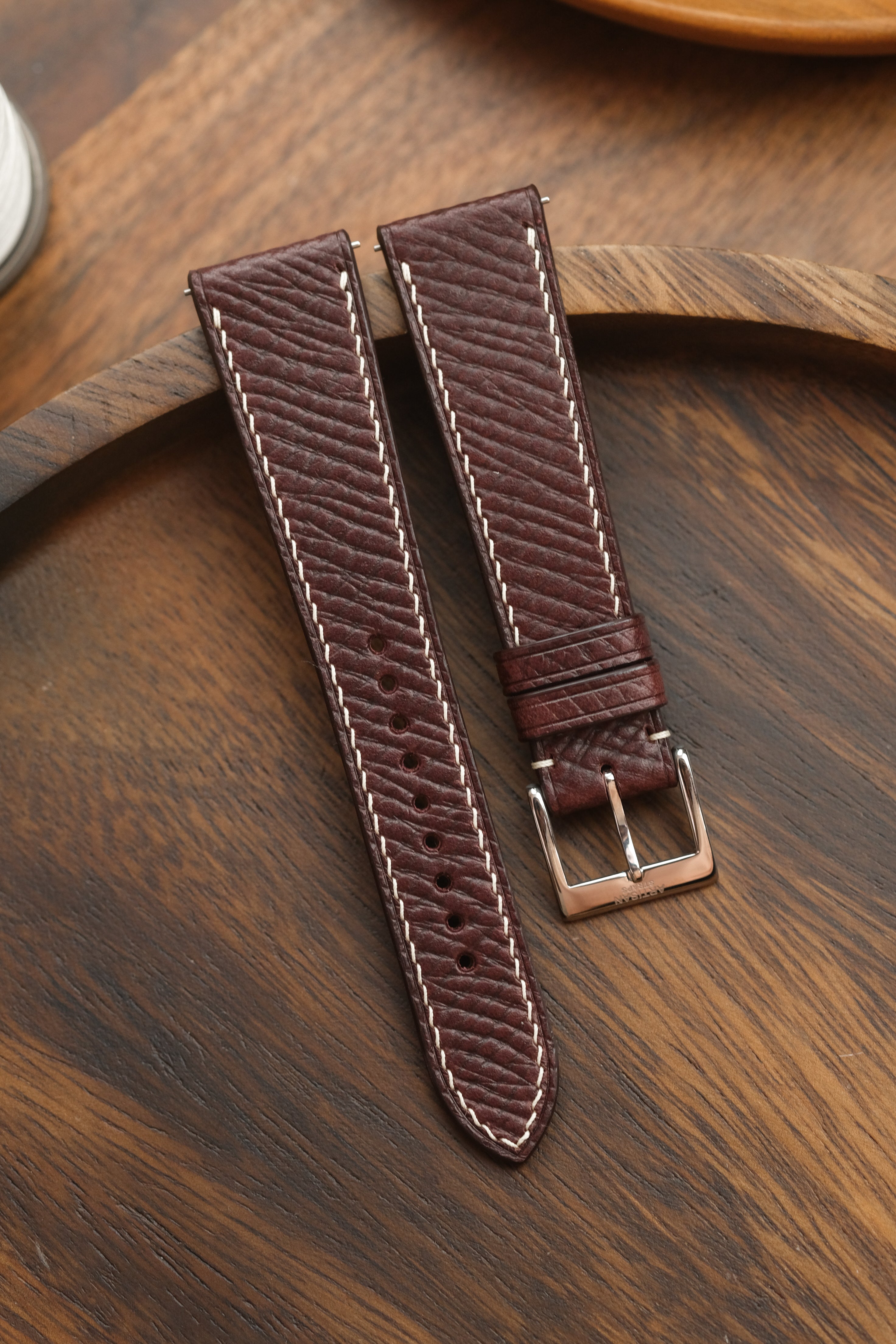 Burgundy Buttero Hatch Leather Strap
