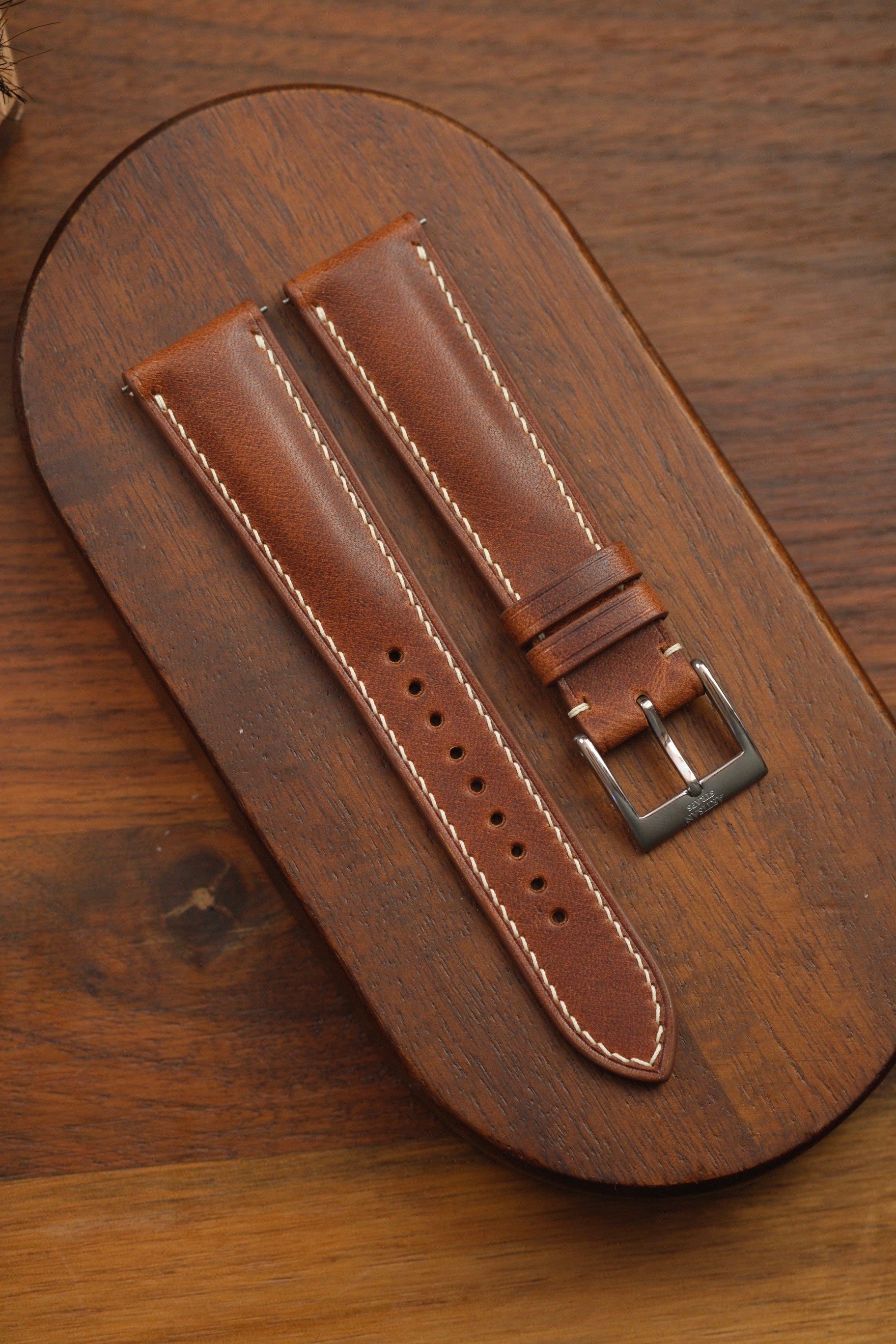 Mocha Dublin (Padded) Leather Strap (Made-to-Order) - Artisan Straps