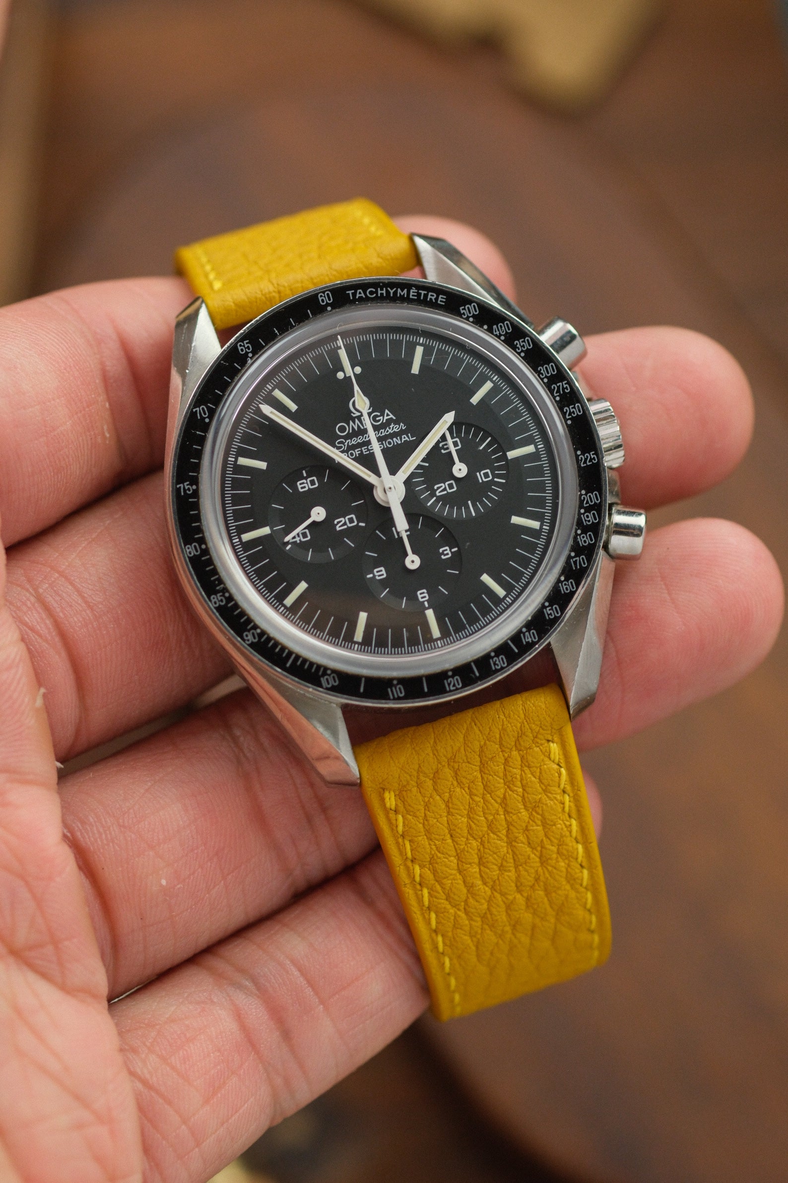 Yellow Shrunken Calf Leather Strap (Made-to-Order) - Artisan Straps