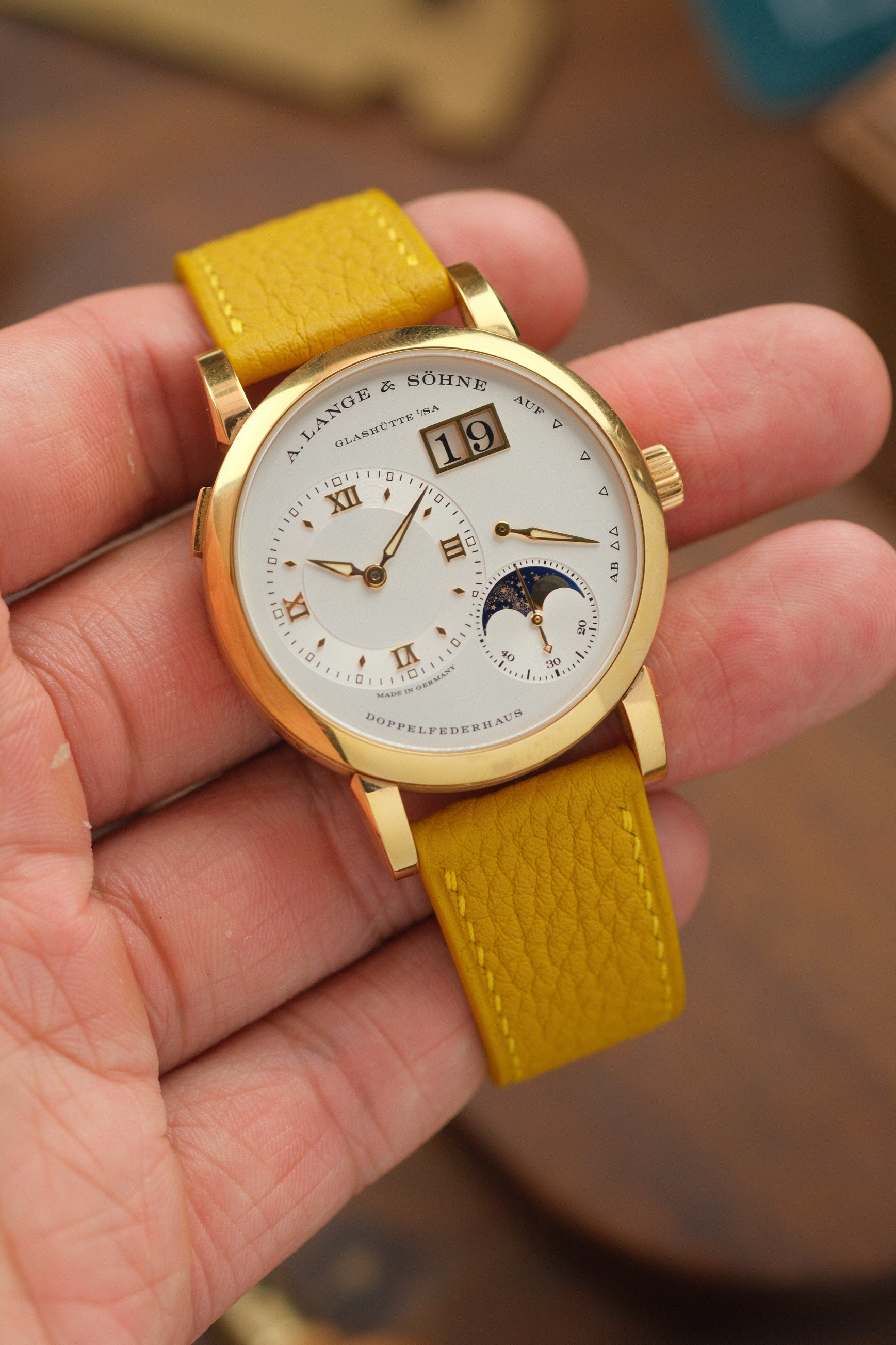 Yellow Shrunken Calf Leather Strap (Made-to-Order) - Artisan Straps
