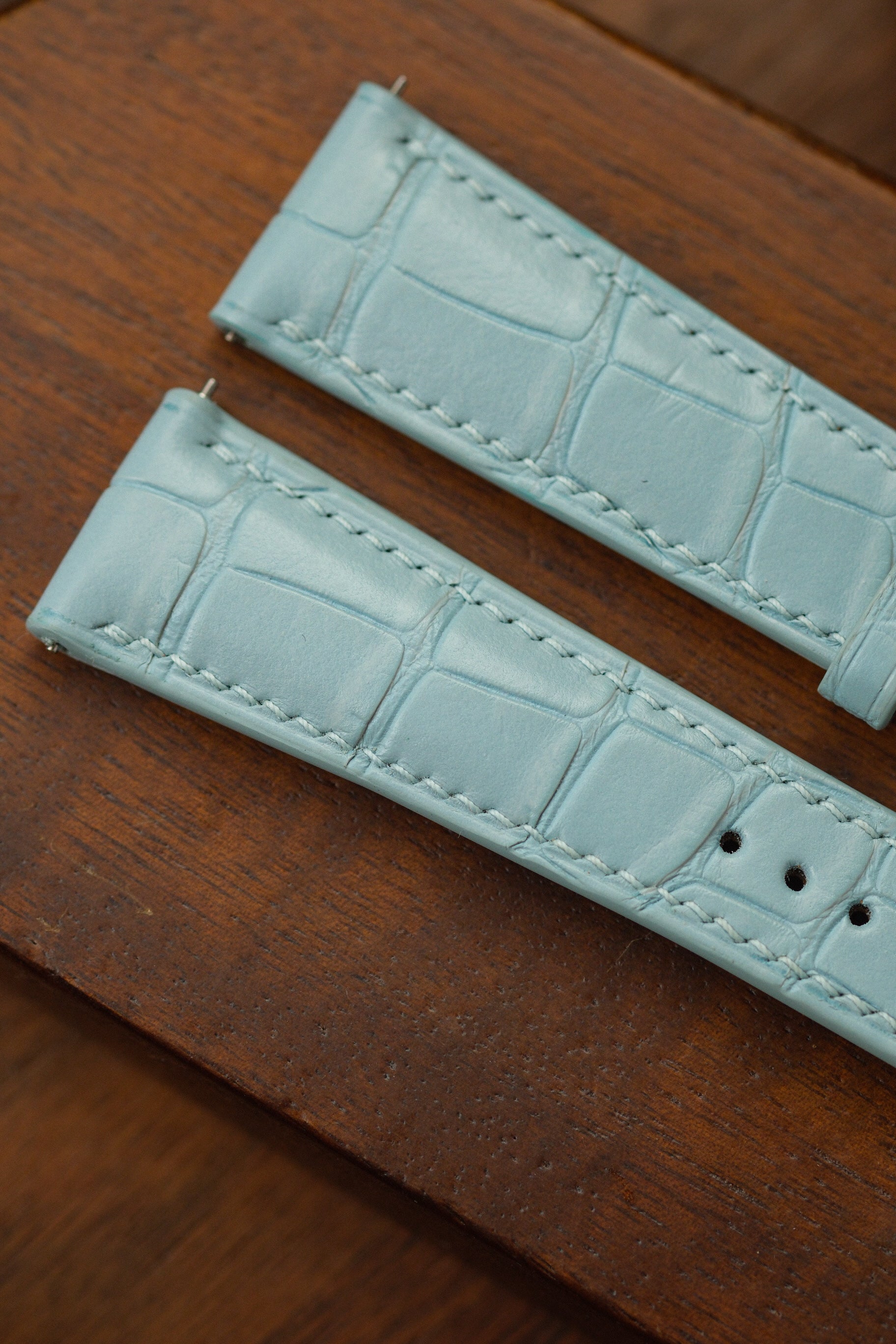 Light Blue Alligator (Padded) Leather Strap (Made-to-Order) - Artisan Straps