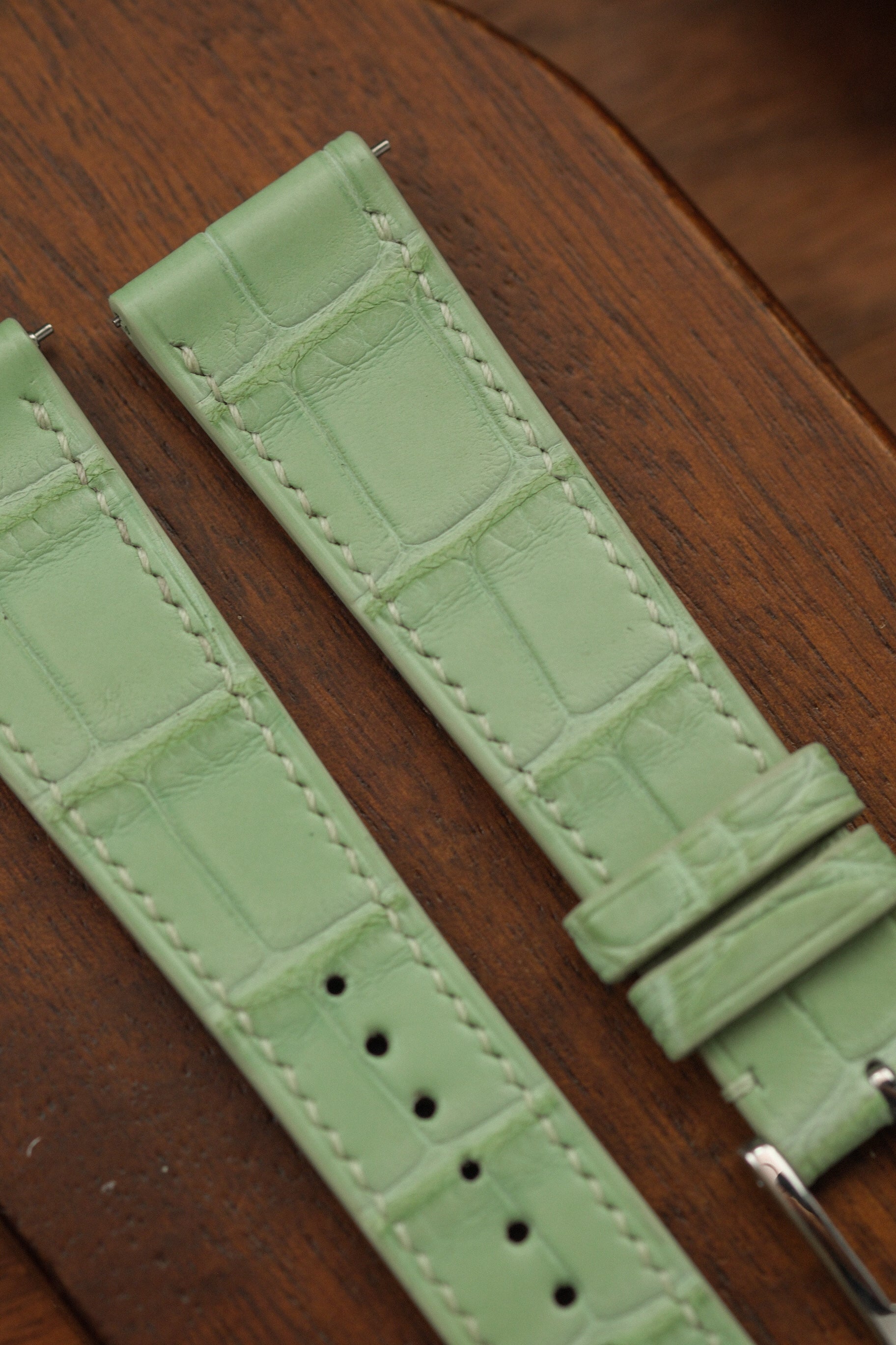 Mint Green Alligator Leather Strap (Made-to-Order) - Artisan Straps