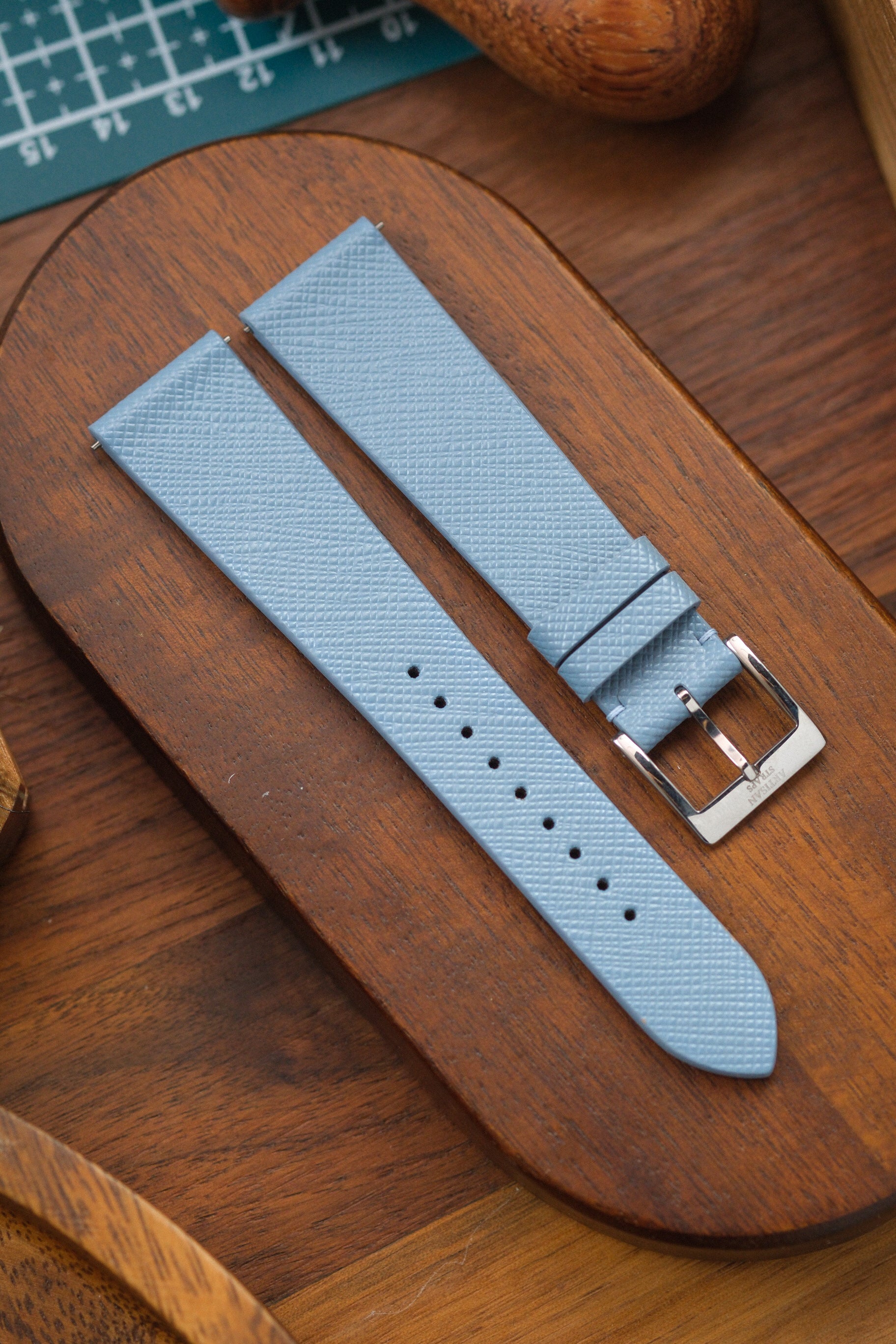 Baby Blue Saffiano Stitchless Leather Strap - Artisan Straps