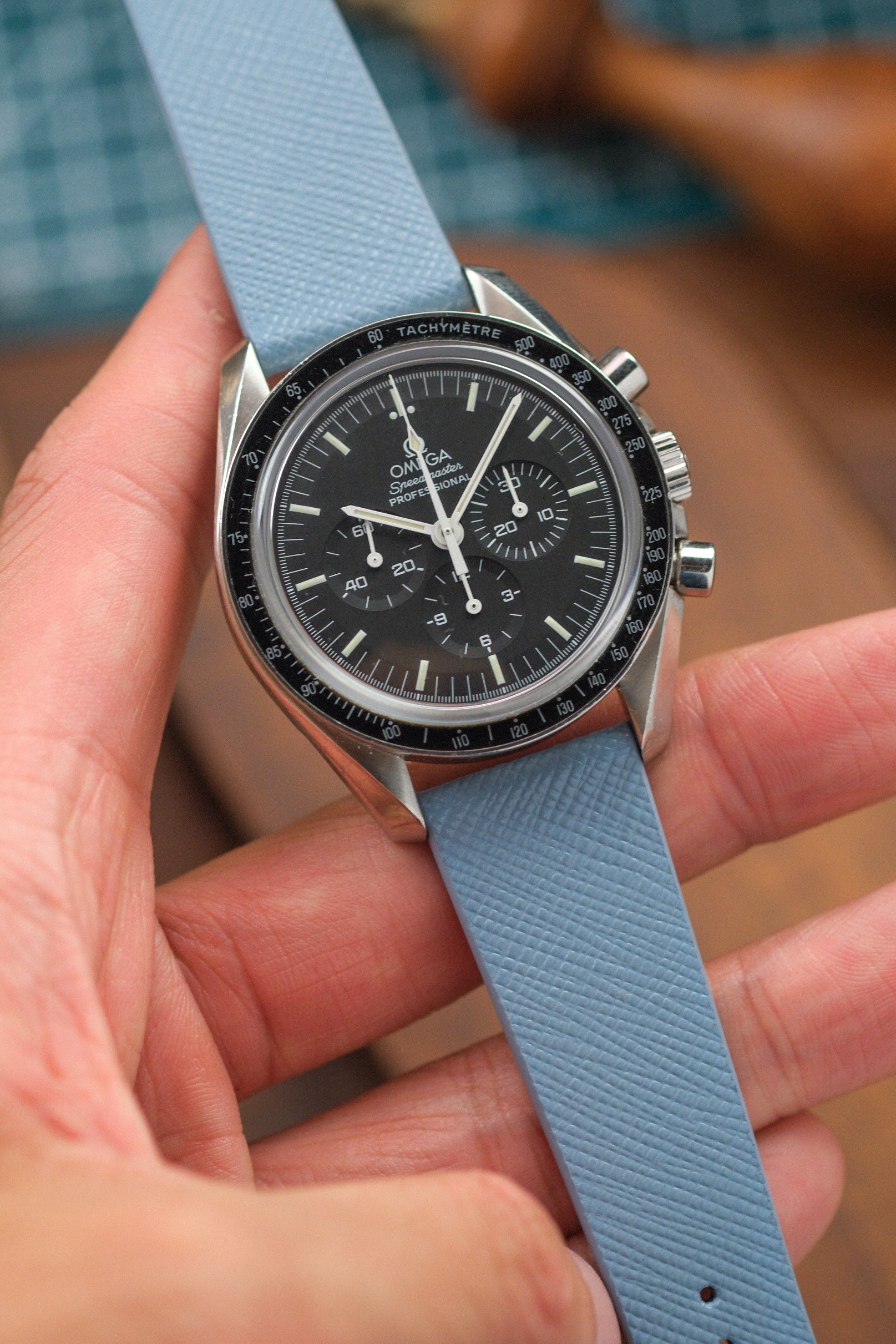 Baby Blue Saffiano Stitchless Leather Strap - Artisan Straps