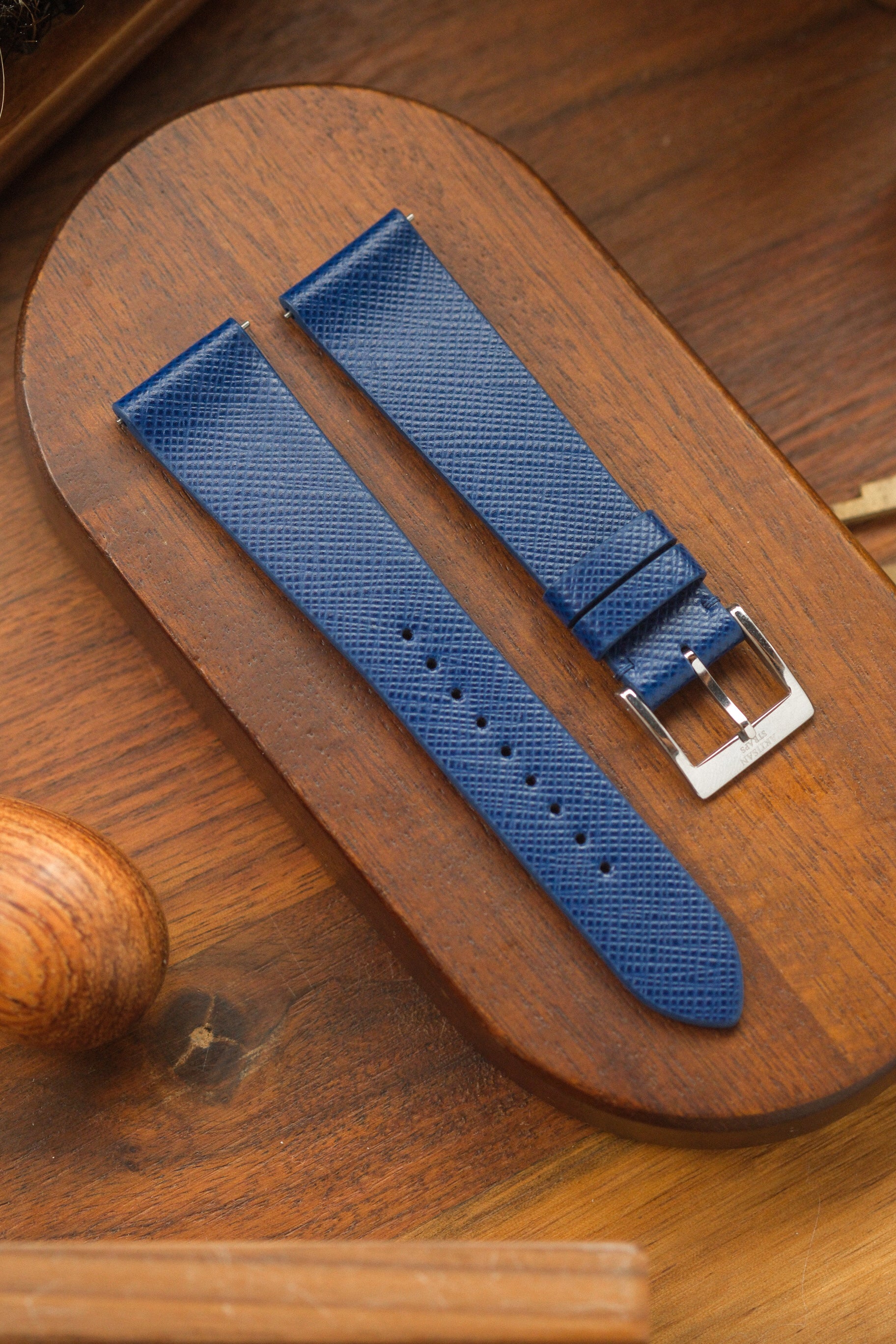 Royal Blue Saffiano Stitchless Leather Strap