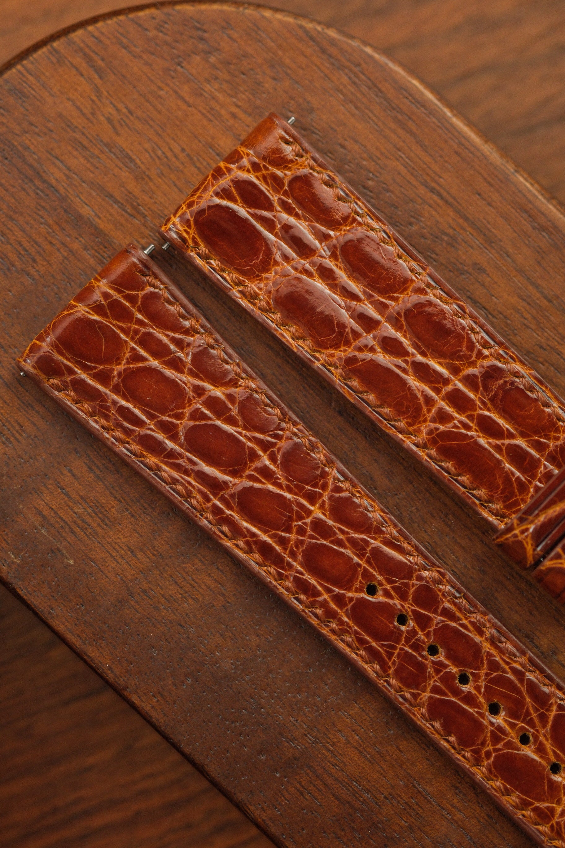 Chestnut Glazed Alligator Flank Leather Strap