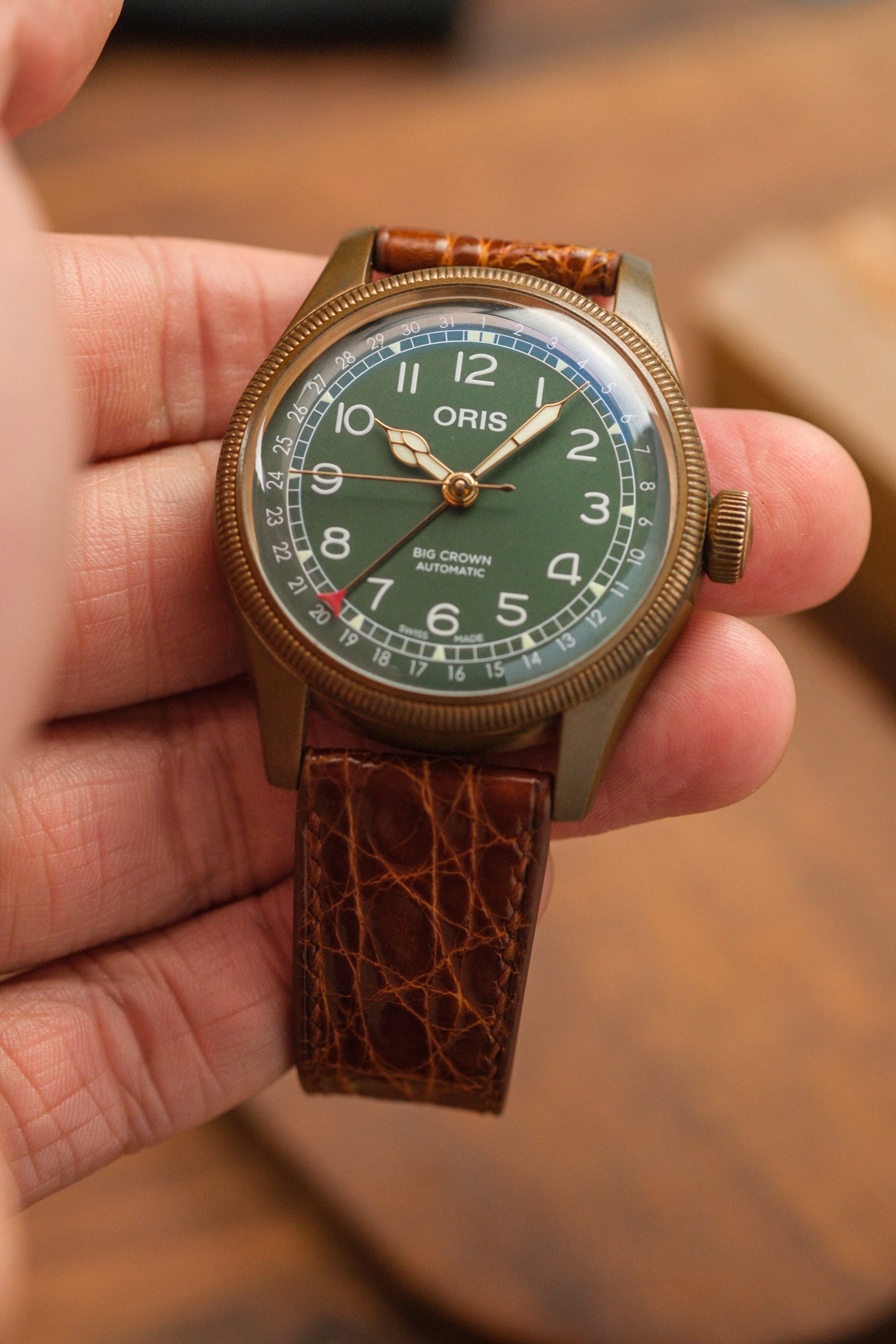 Chestnut Glazed Alligator Flank Leather Strap