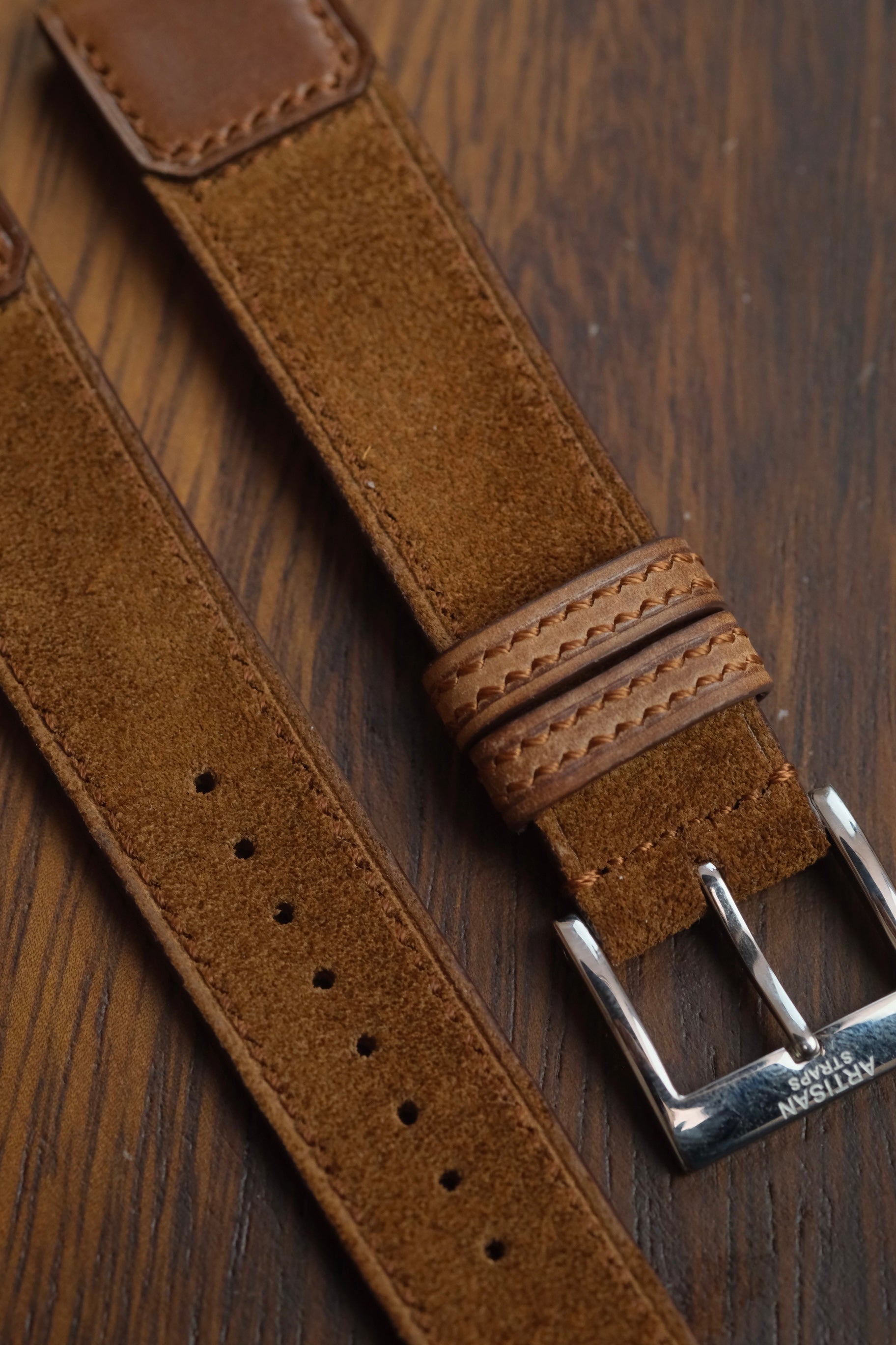 Bourbon Shell Cordovan/Whiskey Suede Folded Flap Strap