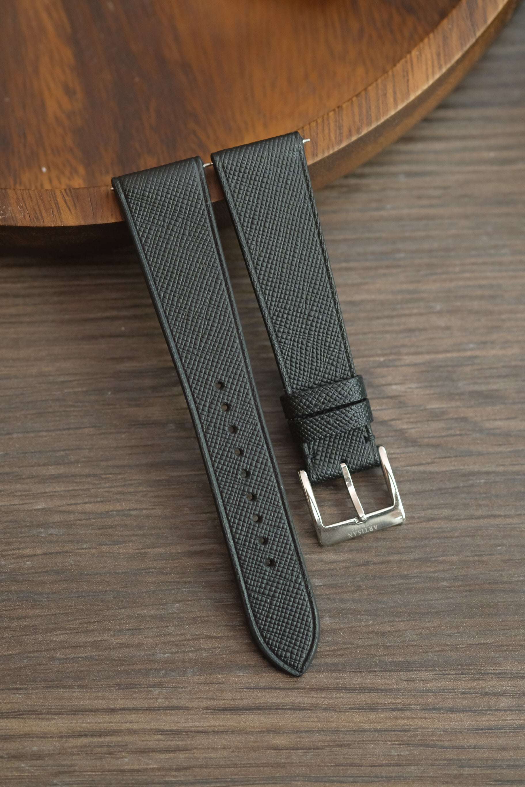 Black Saffiano Stitchless Leather Strap