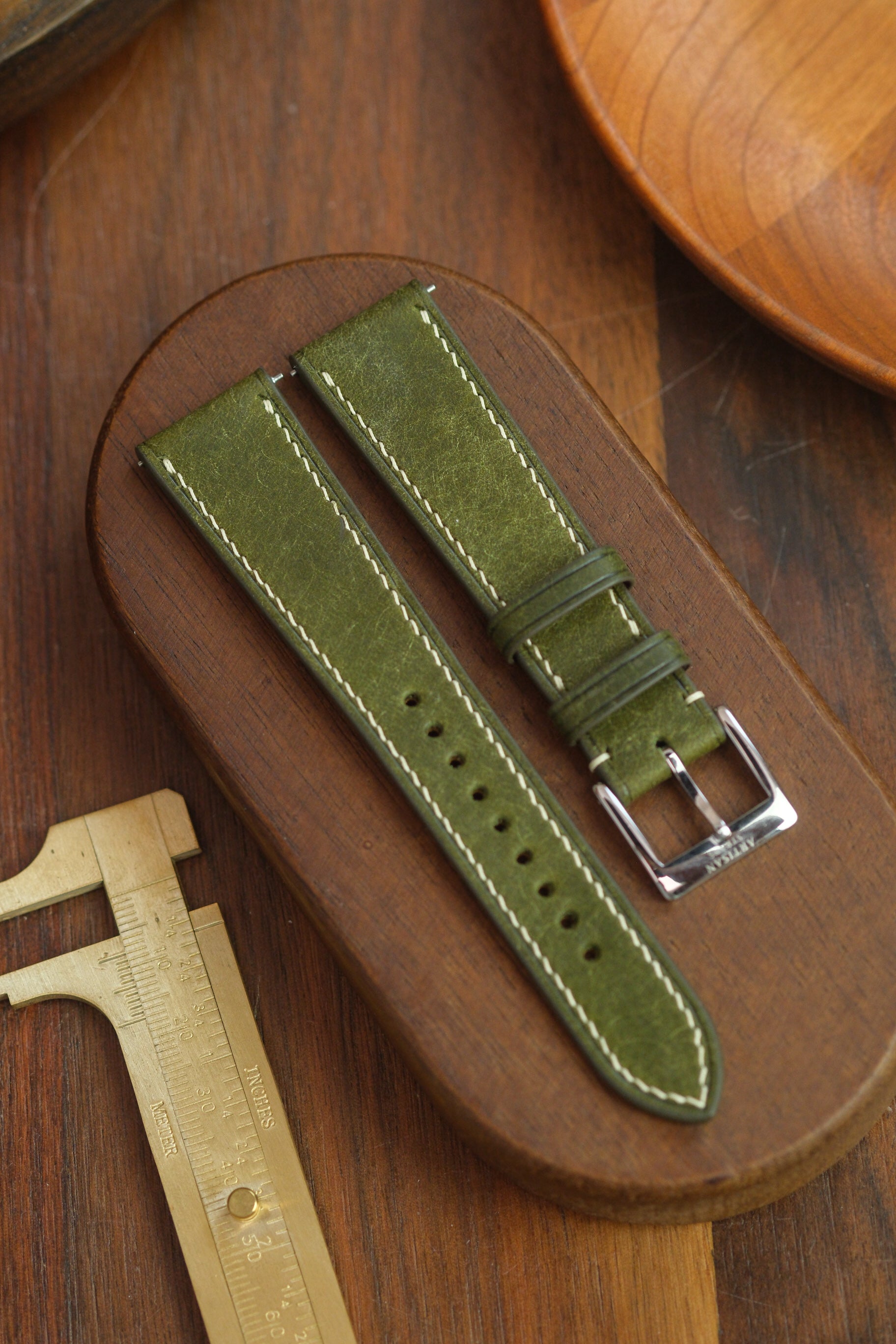 Olive Pueblo Leather Strap - Artisan Straps