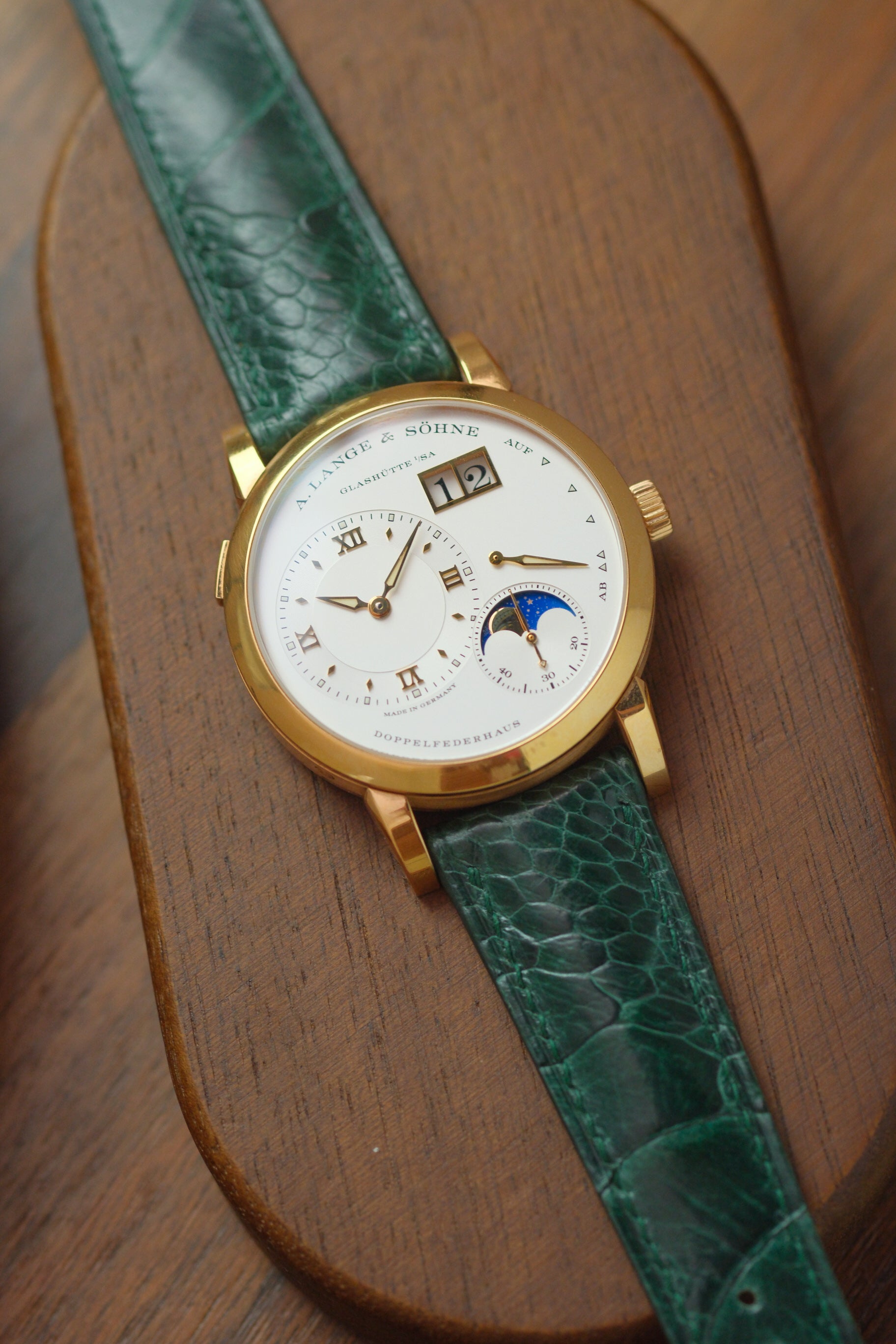 Dark Green Ostrich Leg (Padded) Leather Strap