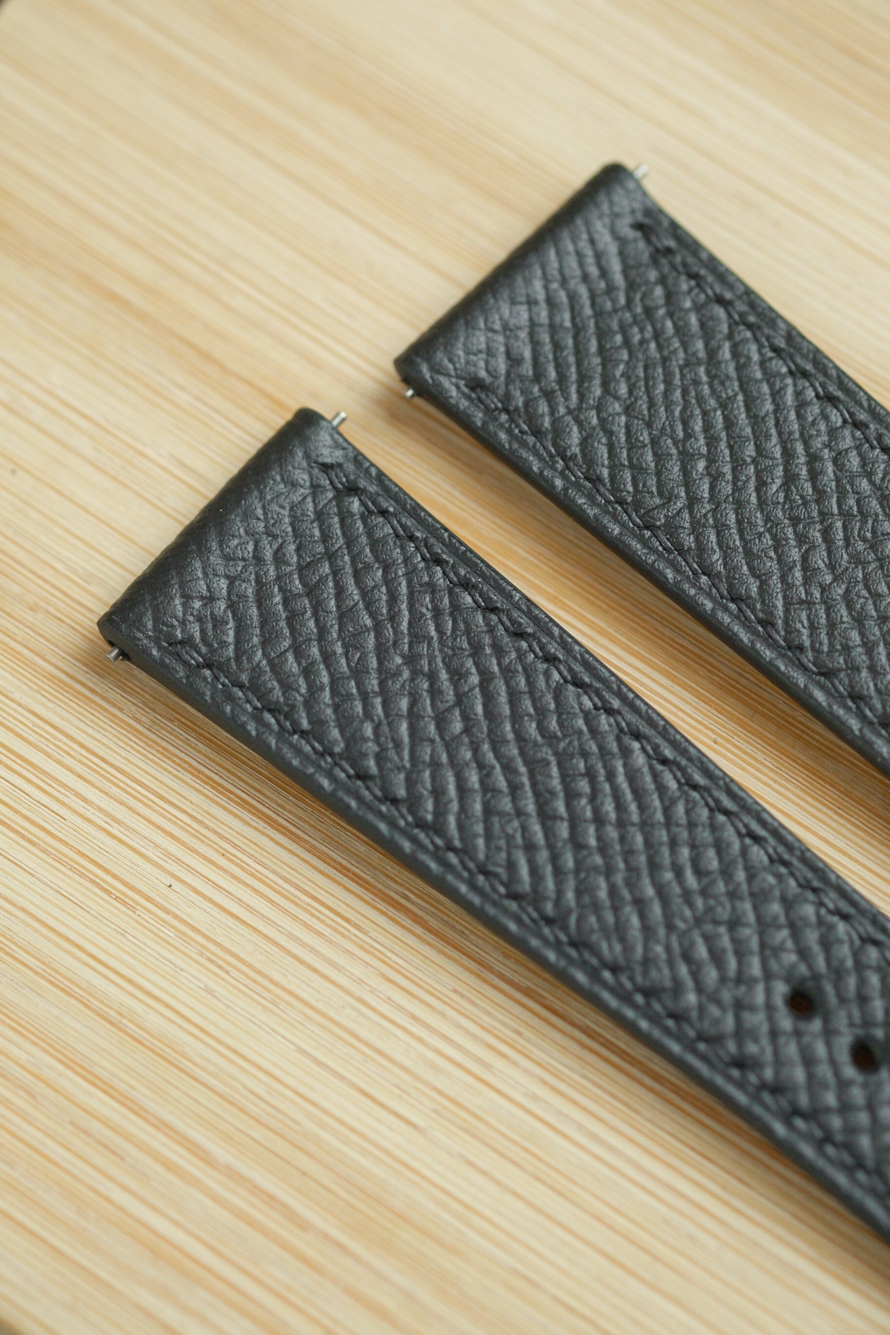 Black Epsom Leather Strap (Black Stitching)