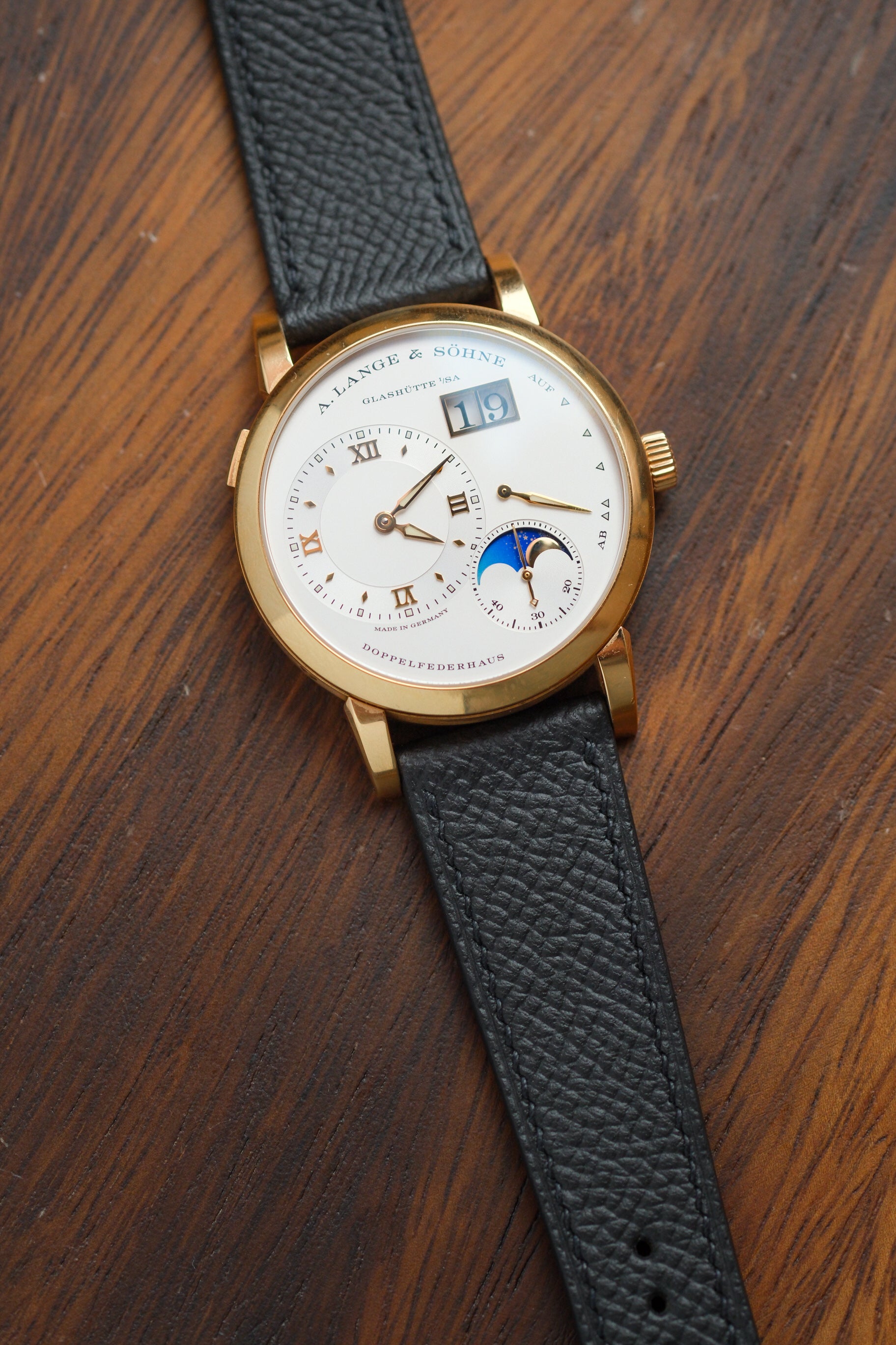 Black Epsom Leather Strap (Black Stitching)