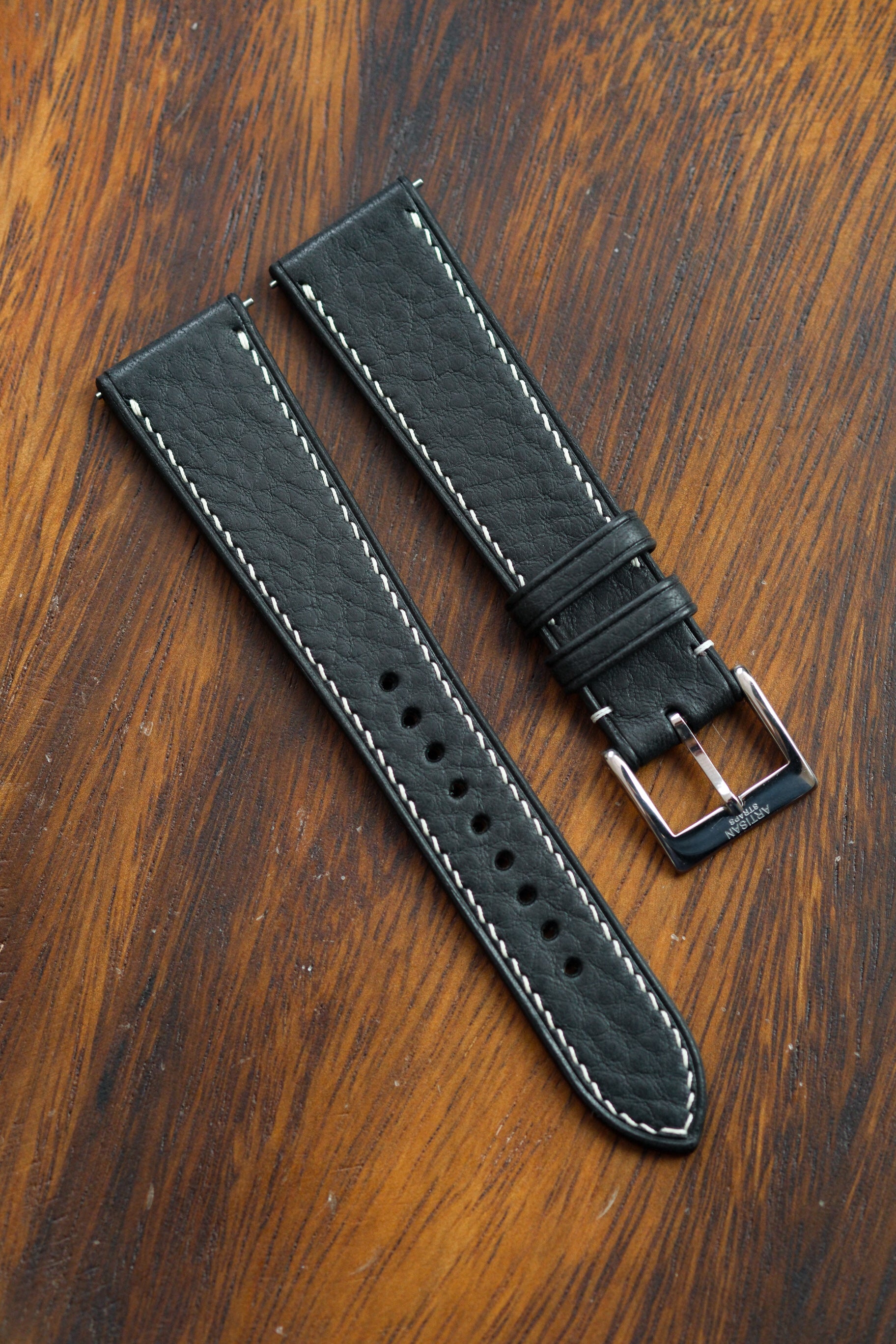 Black Minerva Box Leather Strap