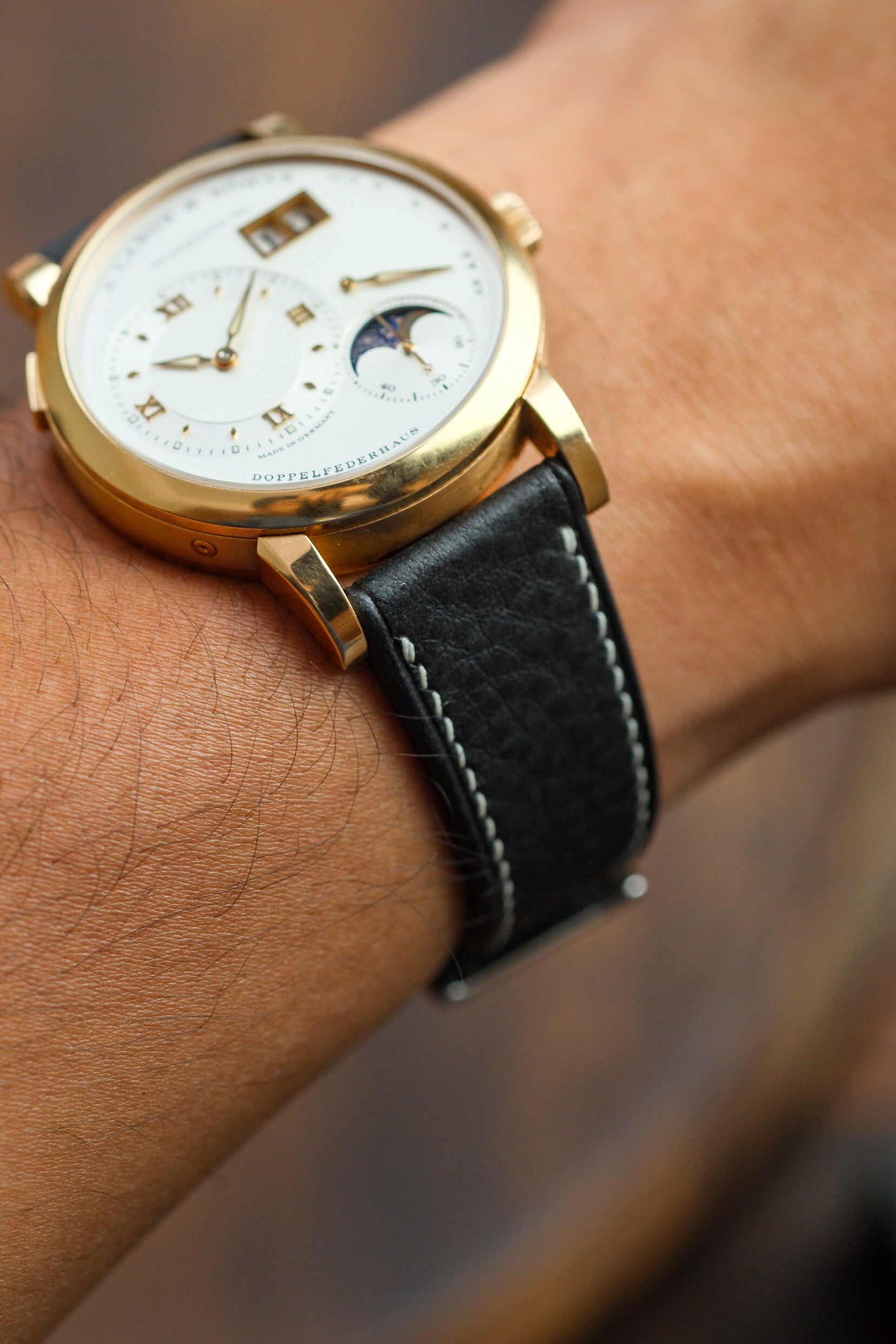 Black Minerva Box Leather Strap