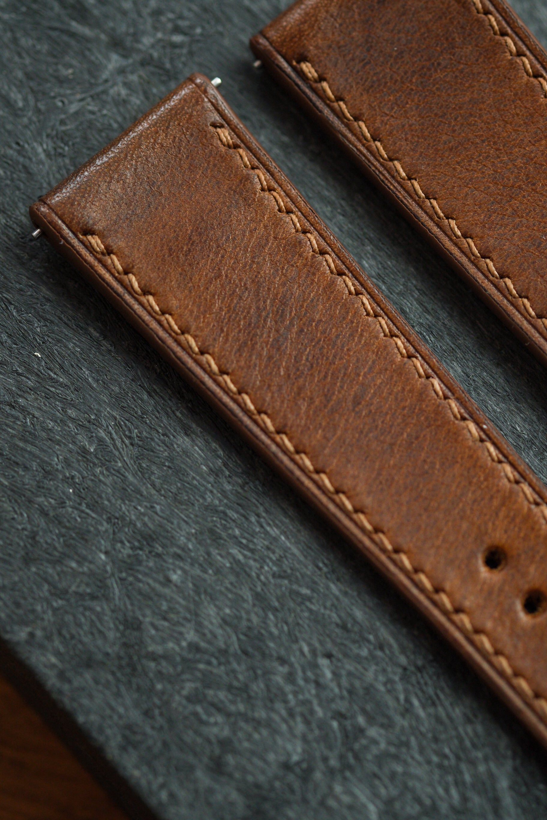 Walnut Brown Italian Waxy Leather Strap - Artisan Straps