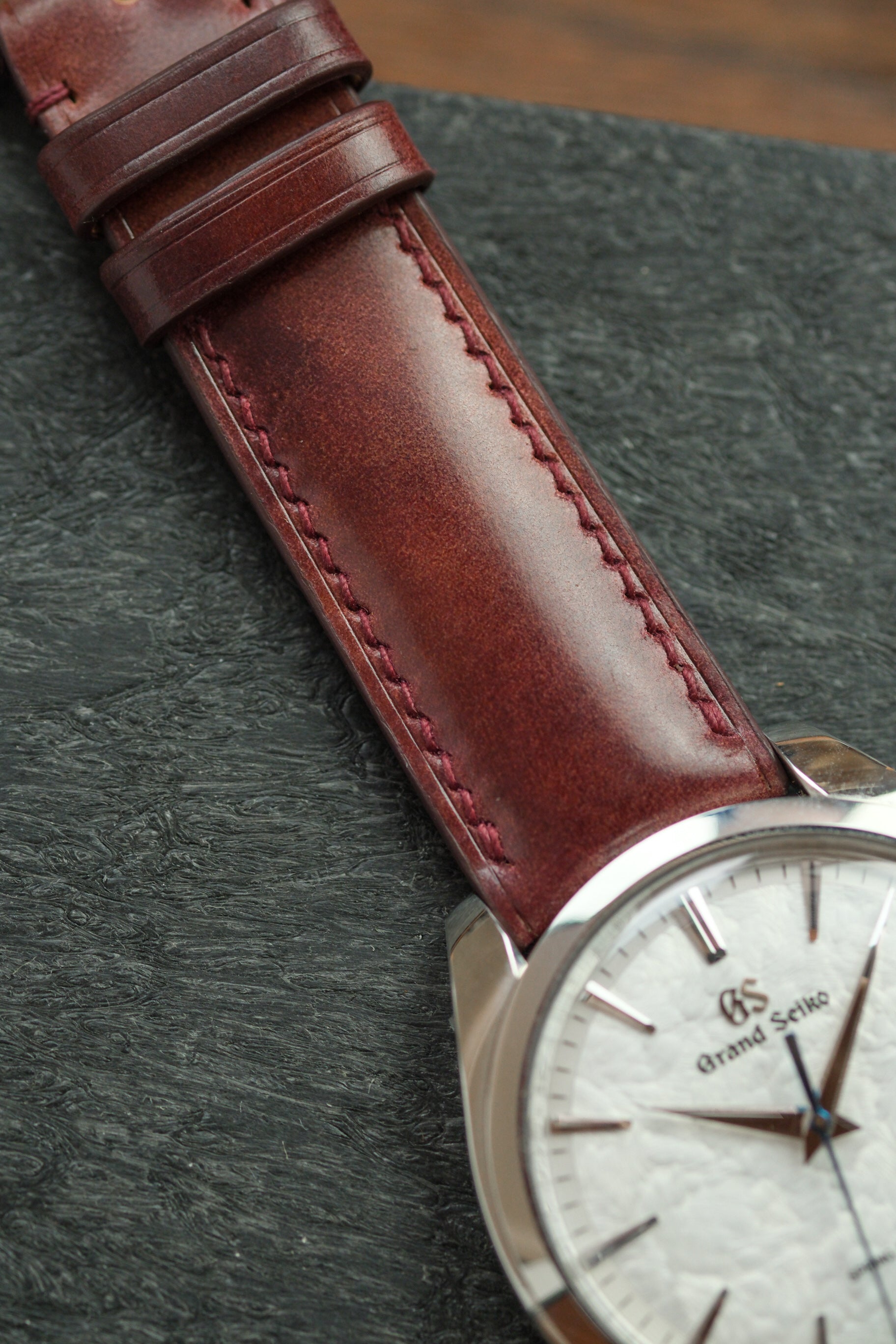 Burgundy Museum Shell Cordovan (Padded) Leather Strap