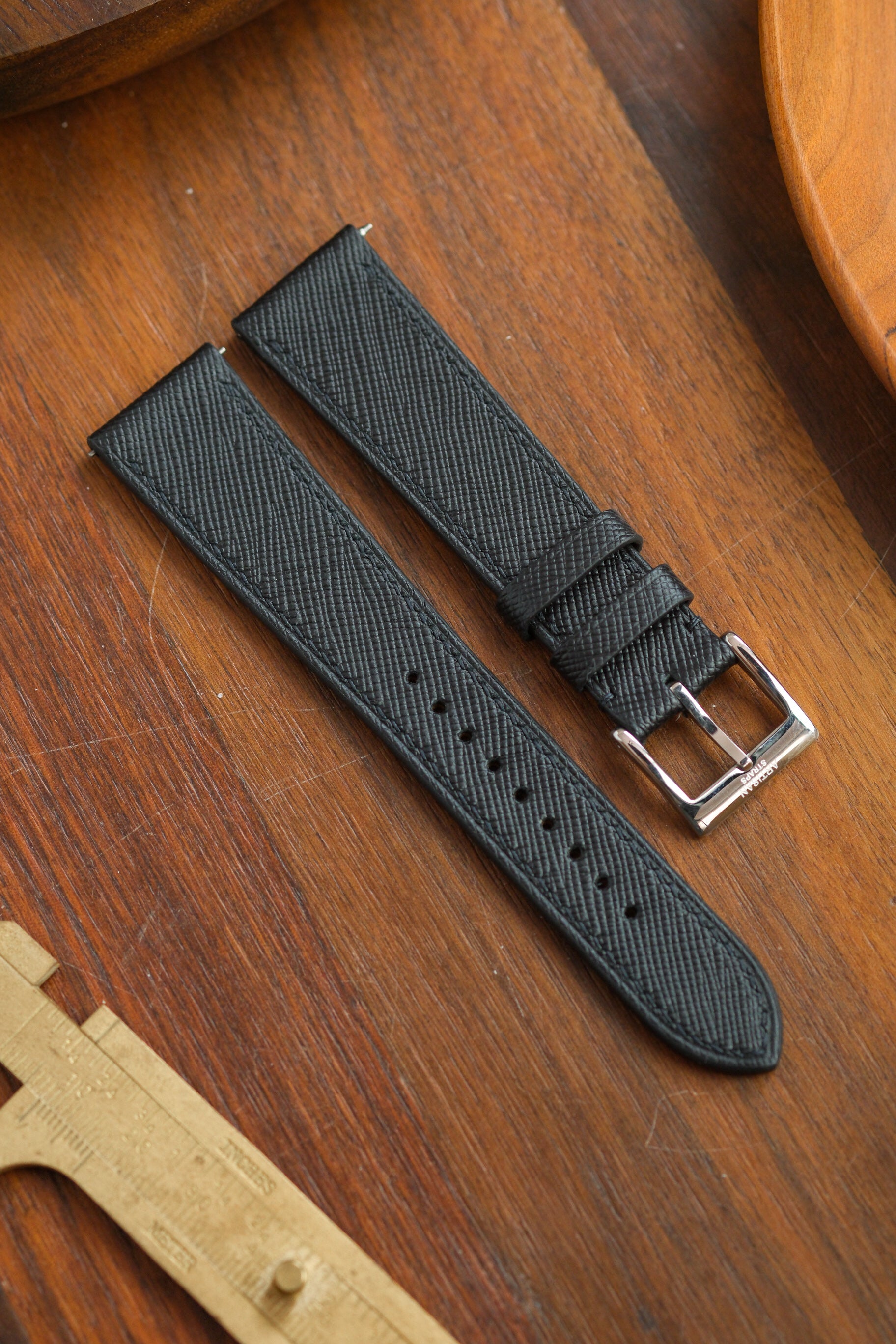 Black Saffiano Leather Strap - Artisan Straps
