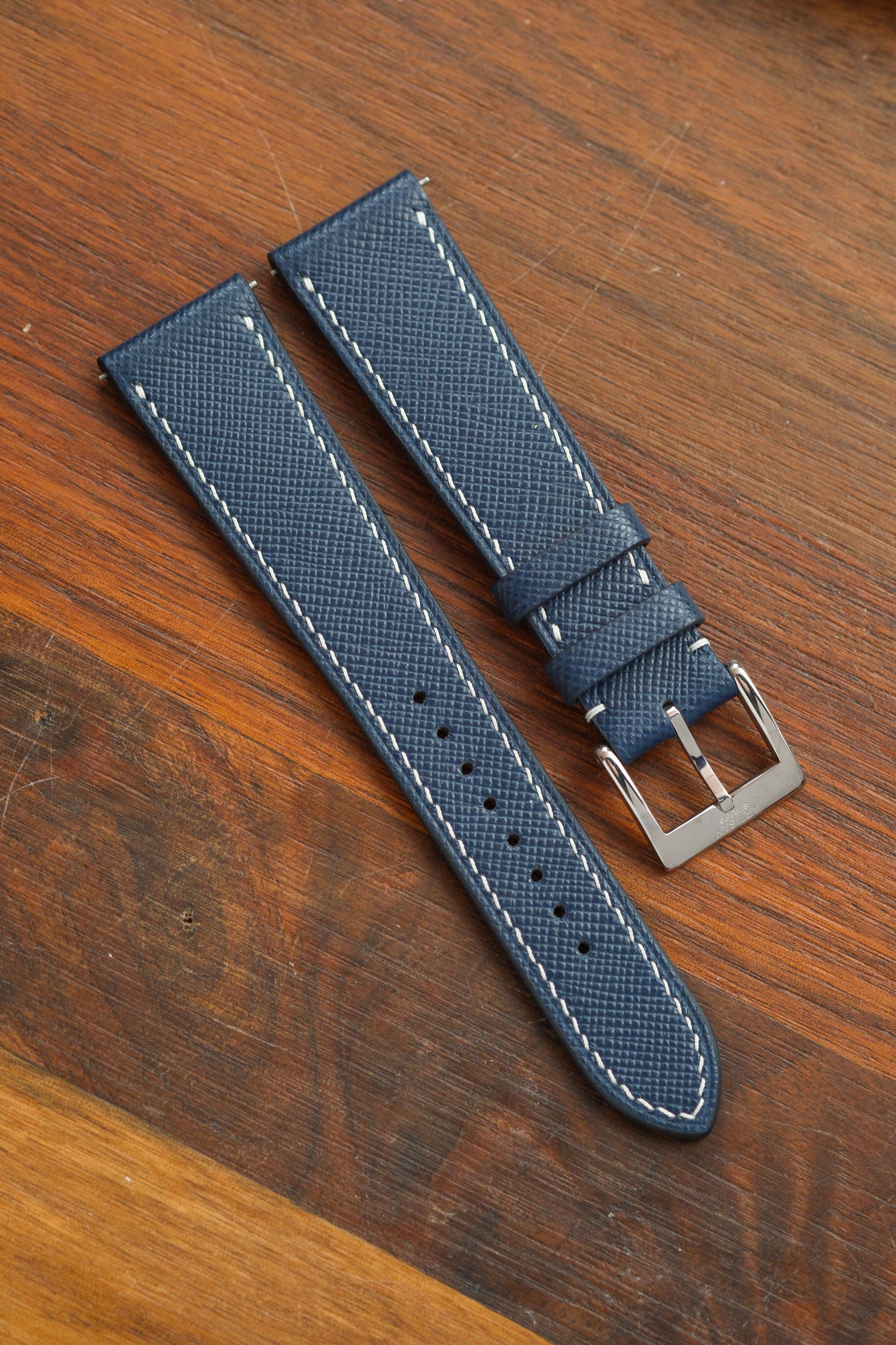 Correa de piel saffiano azul