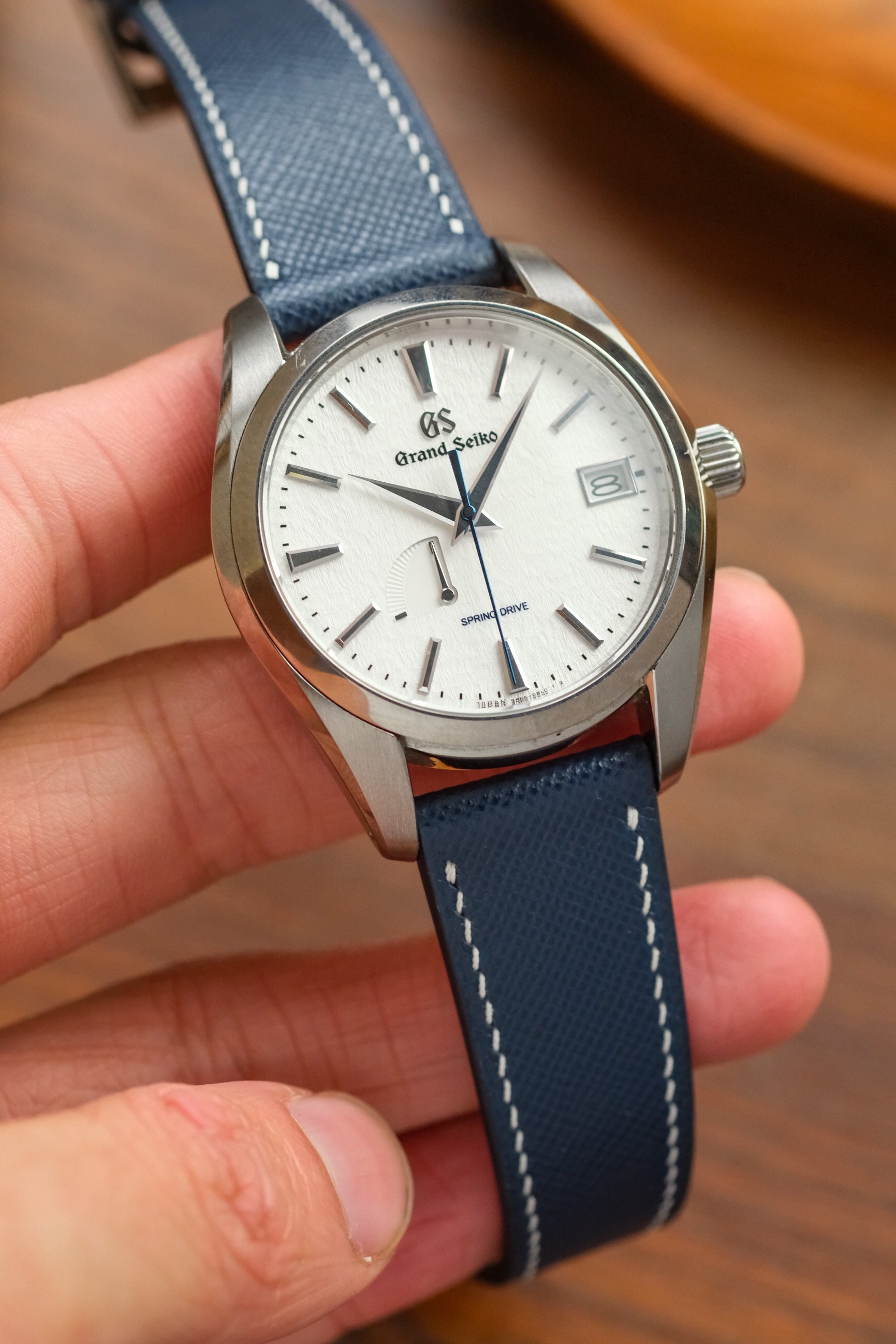 Correa de piel saffiano azul