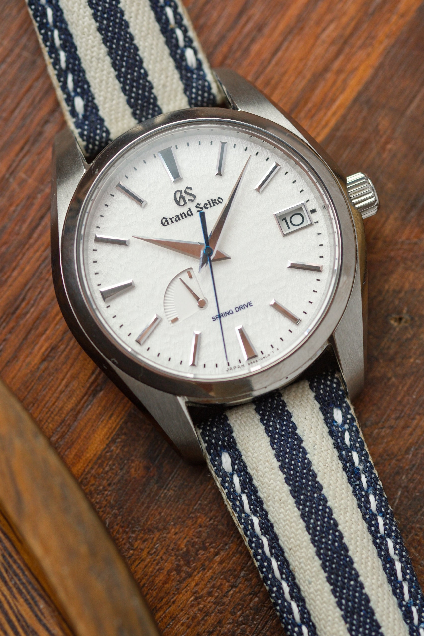 Navy/White Vertical Striped Japanese Denim Strap