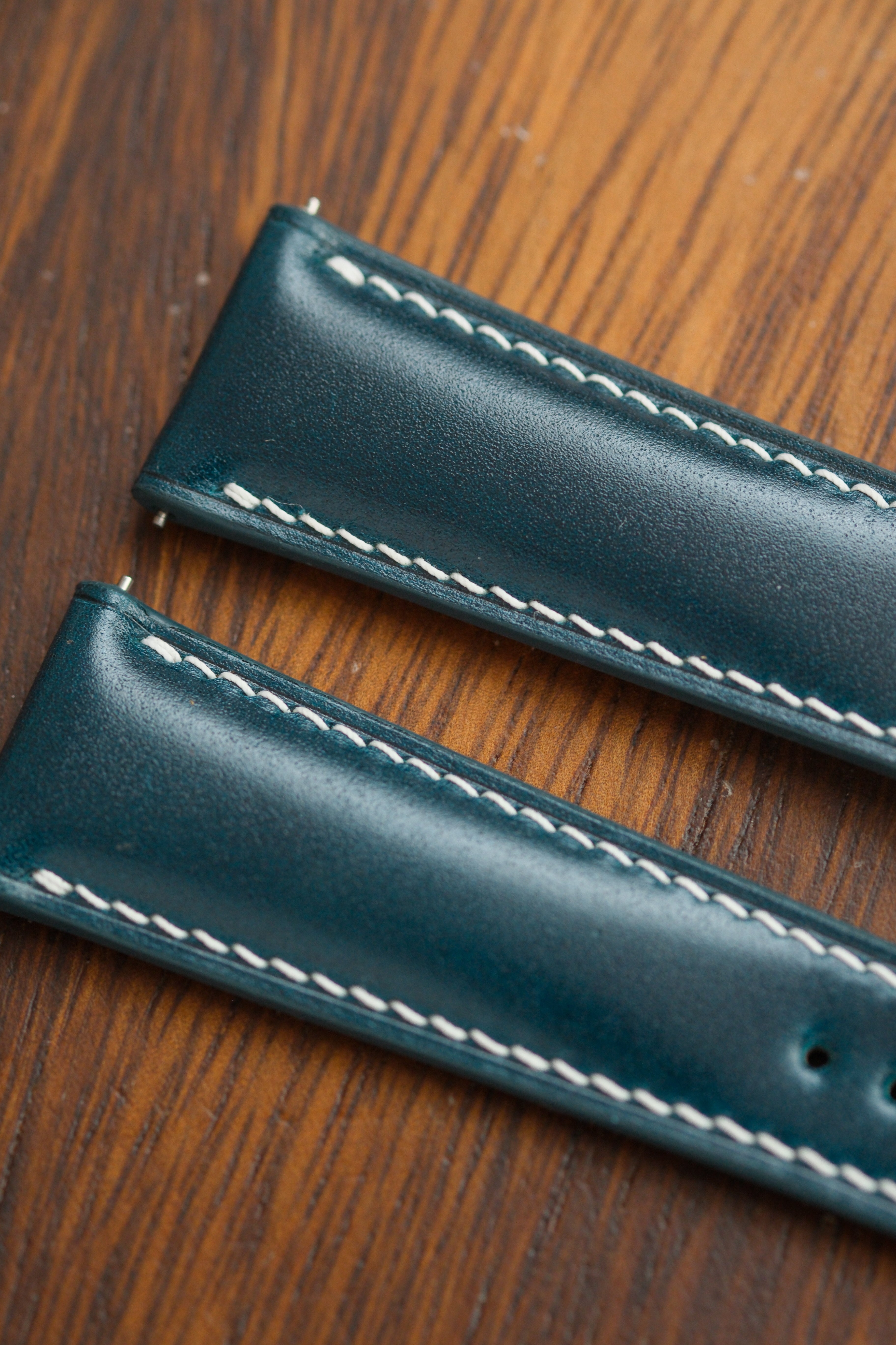 Dark Blue Shell Cordovan (Padded) Leather Strap - Artisan Straps