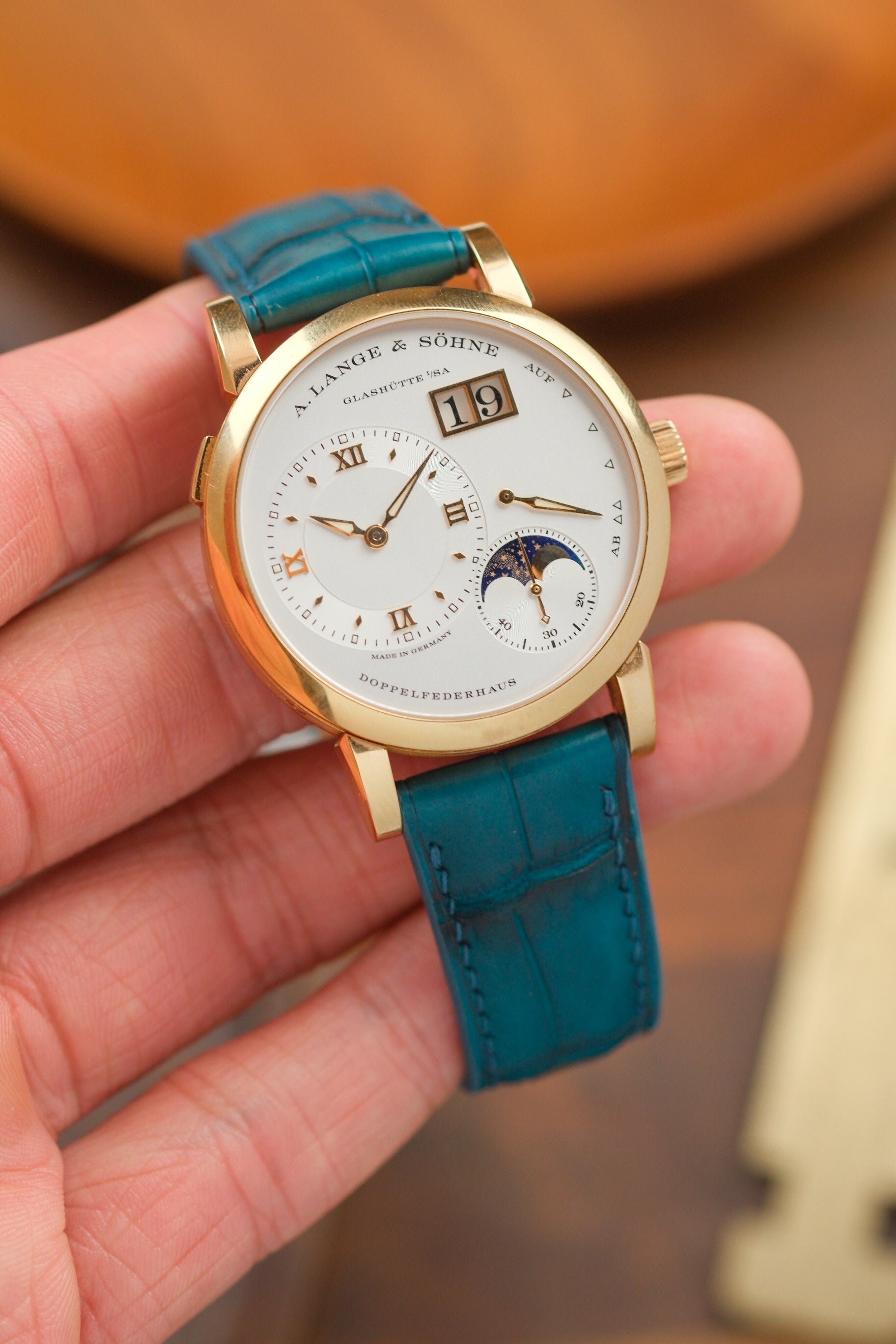 Vintage Peacock Blue Alligator Leather Strap