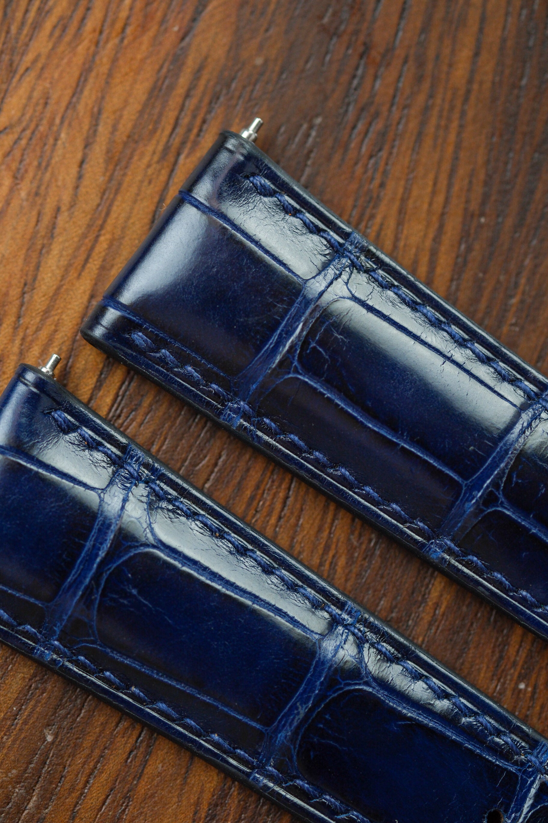 Correa de piel de aligátor Millenium azul eléctrico (acolchada)