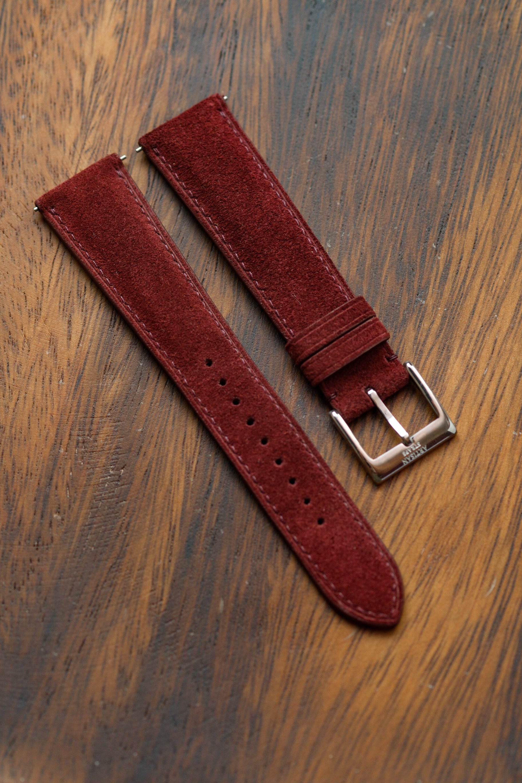 Burgundy Suede (Padded) Leather Strap