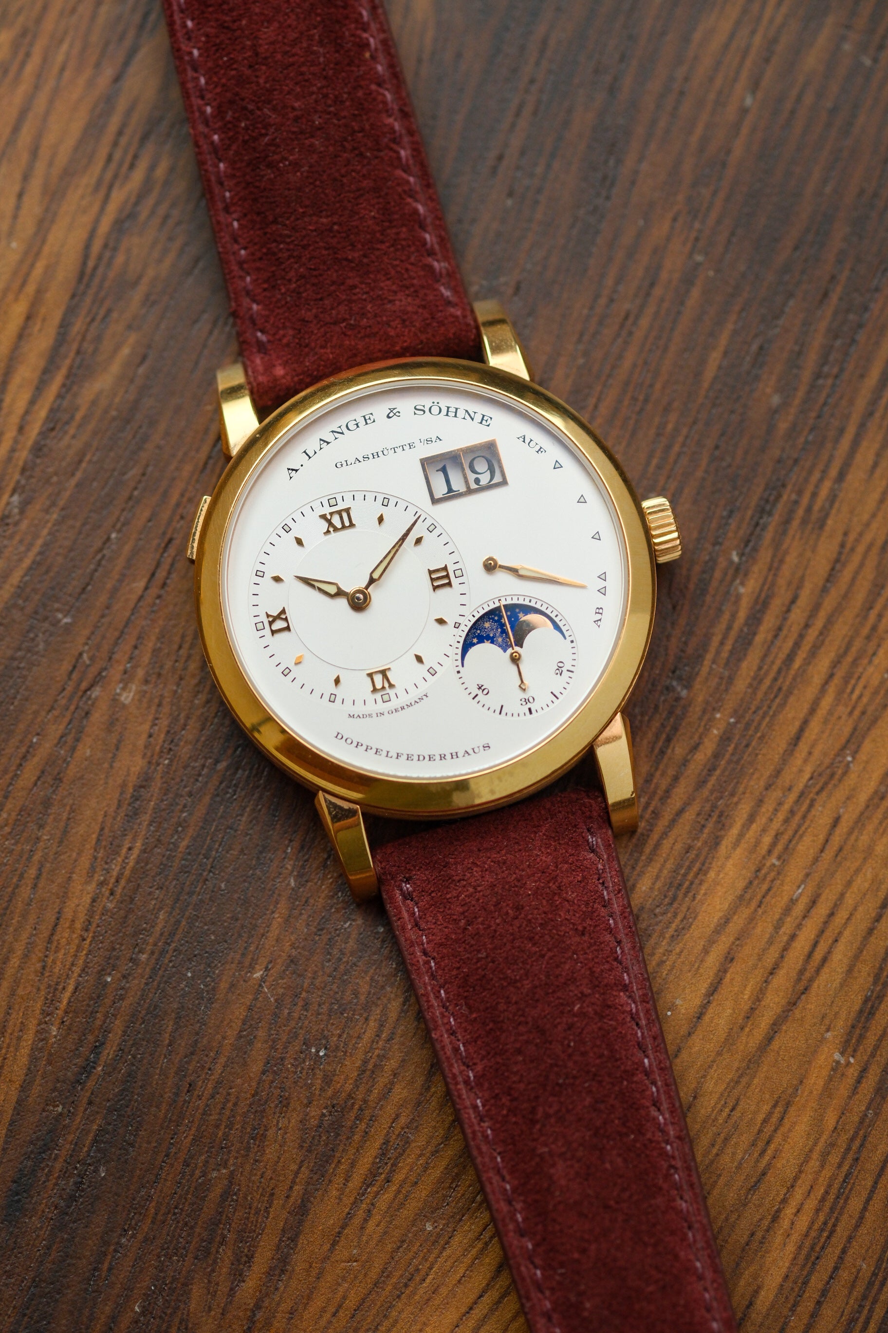 Burgundy Suede (Padded) Leather Strap