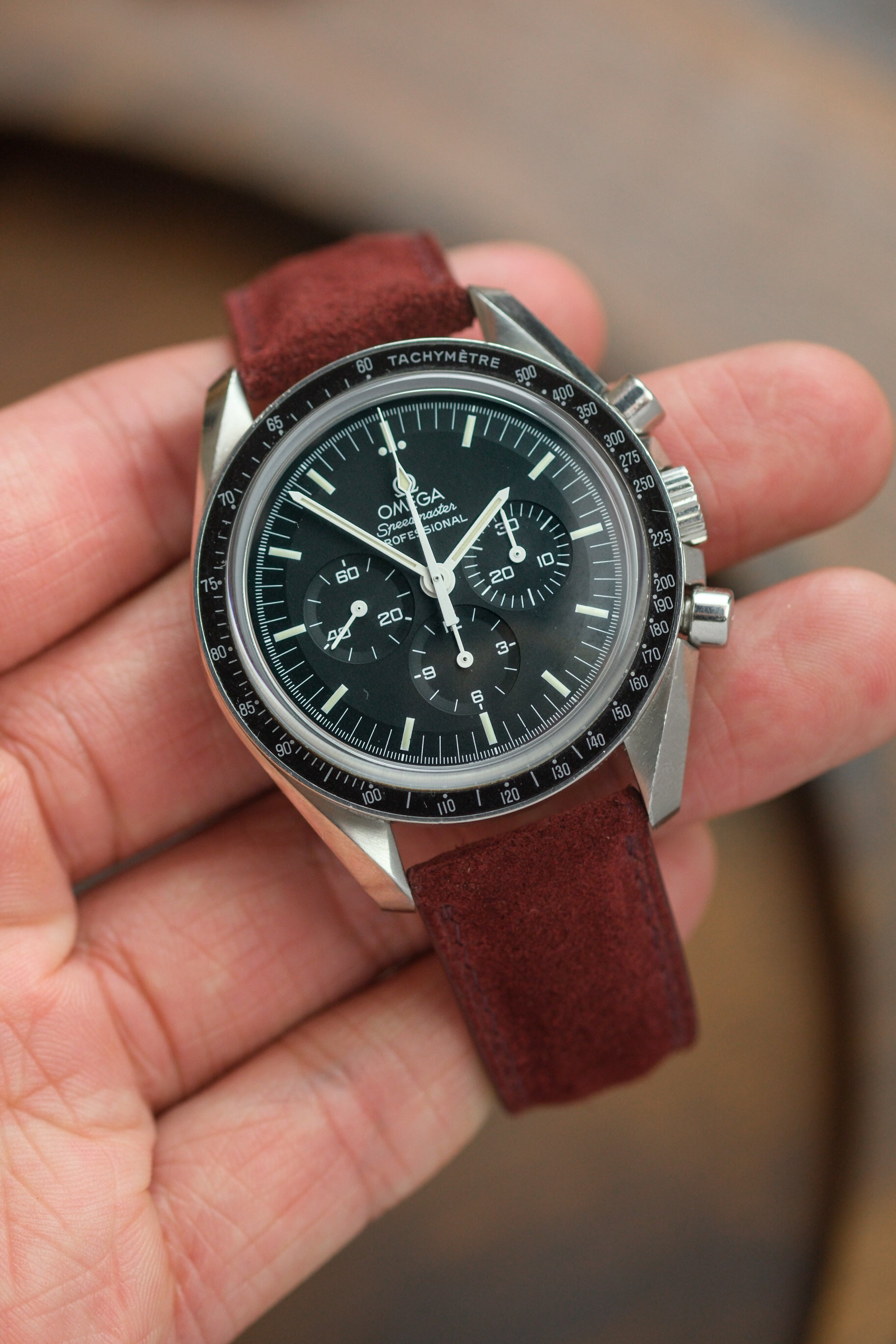 Burgundy Suede (Padded) Leather Strap