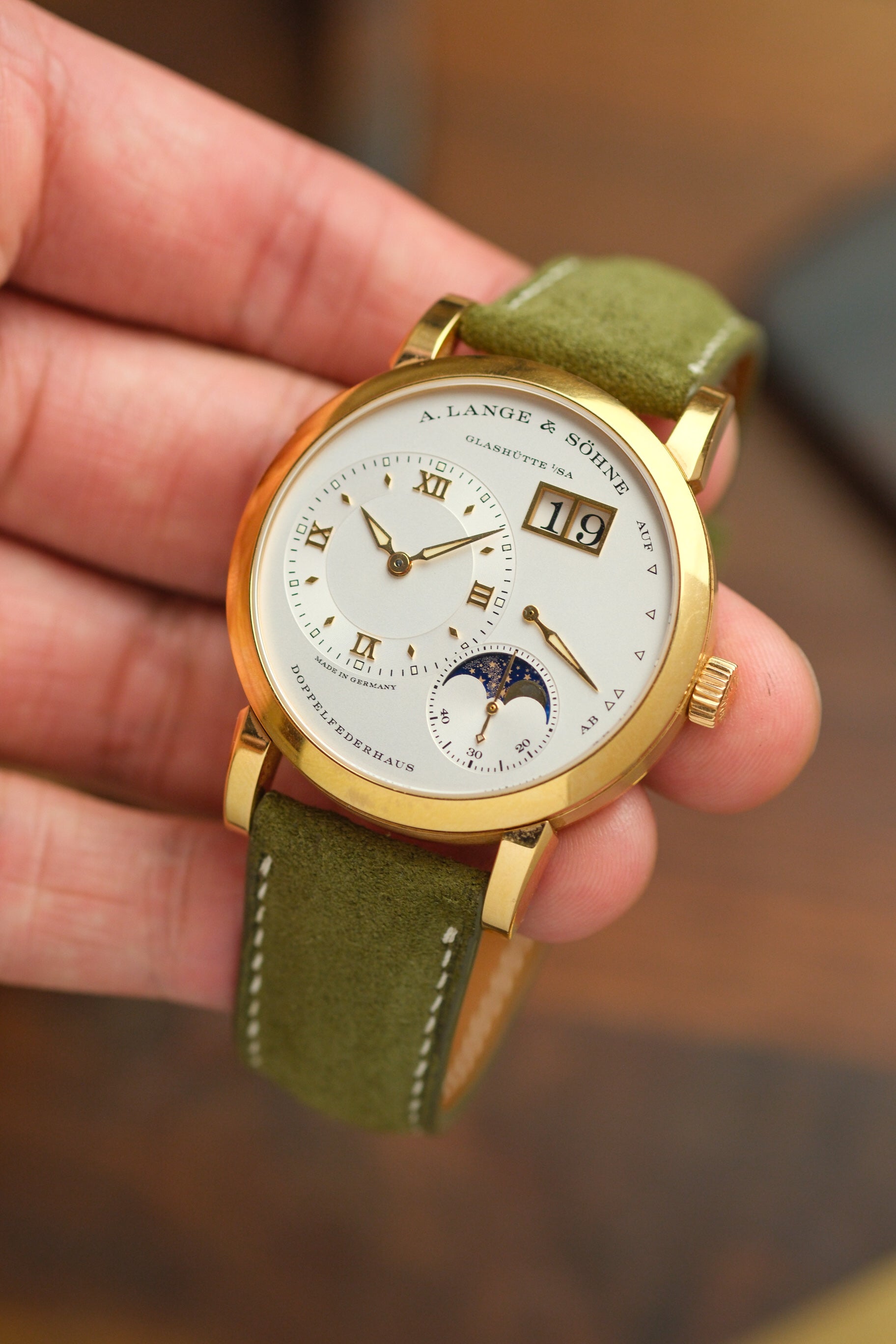 Olive Green Suede (Padded) Leather Strap