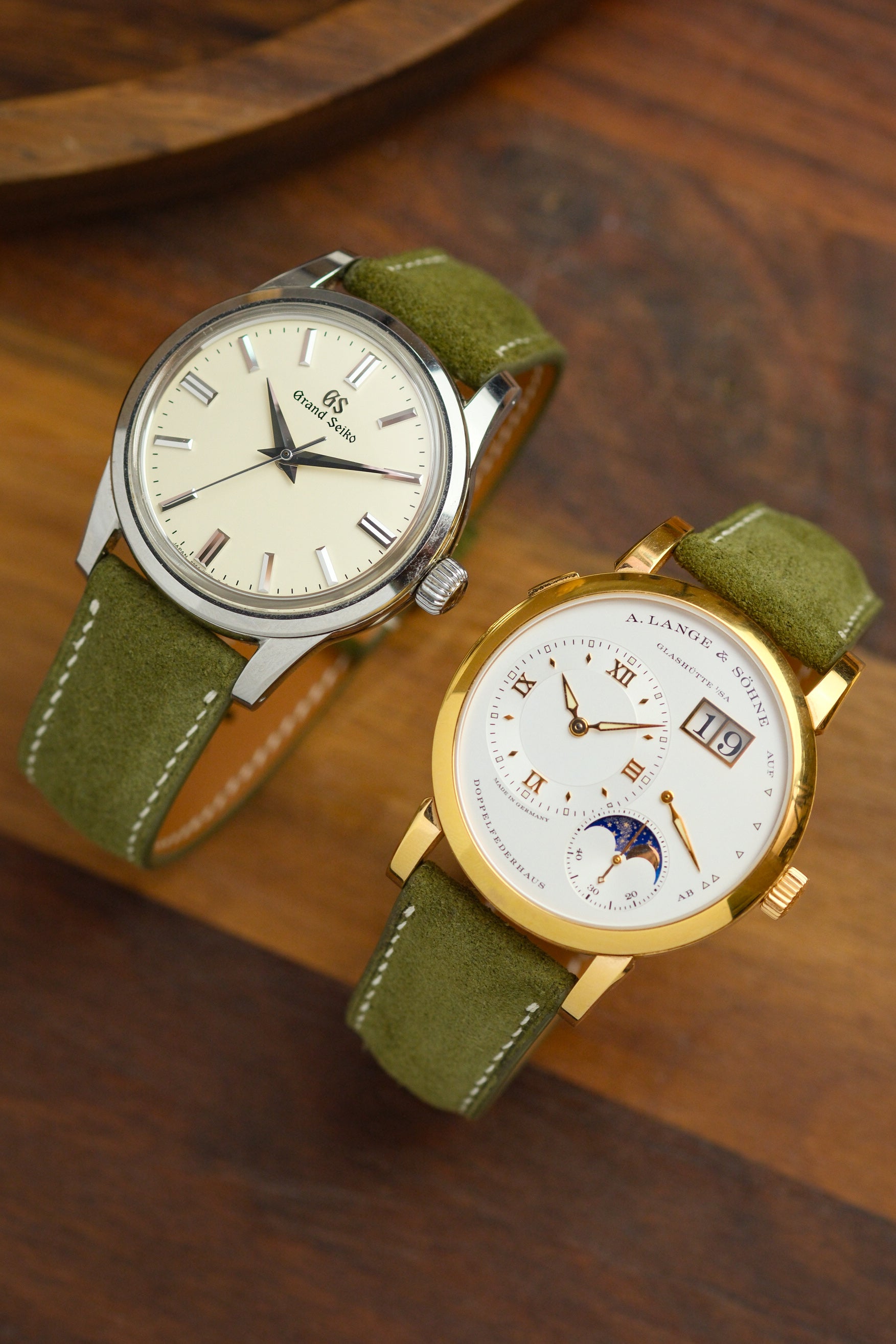 Olive Green Suede (Padded) Leather Strap