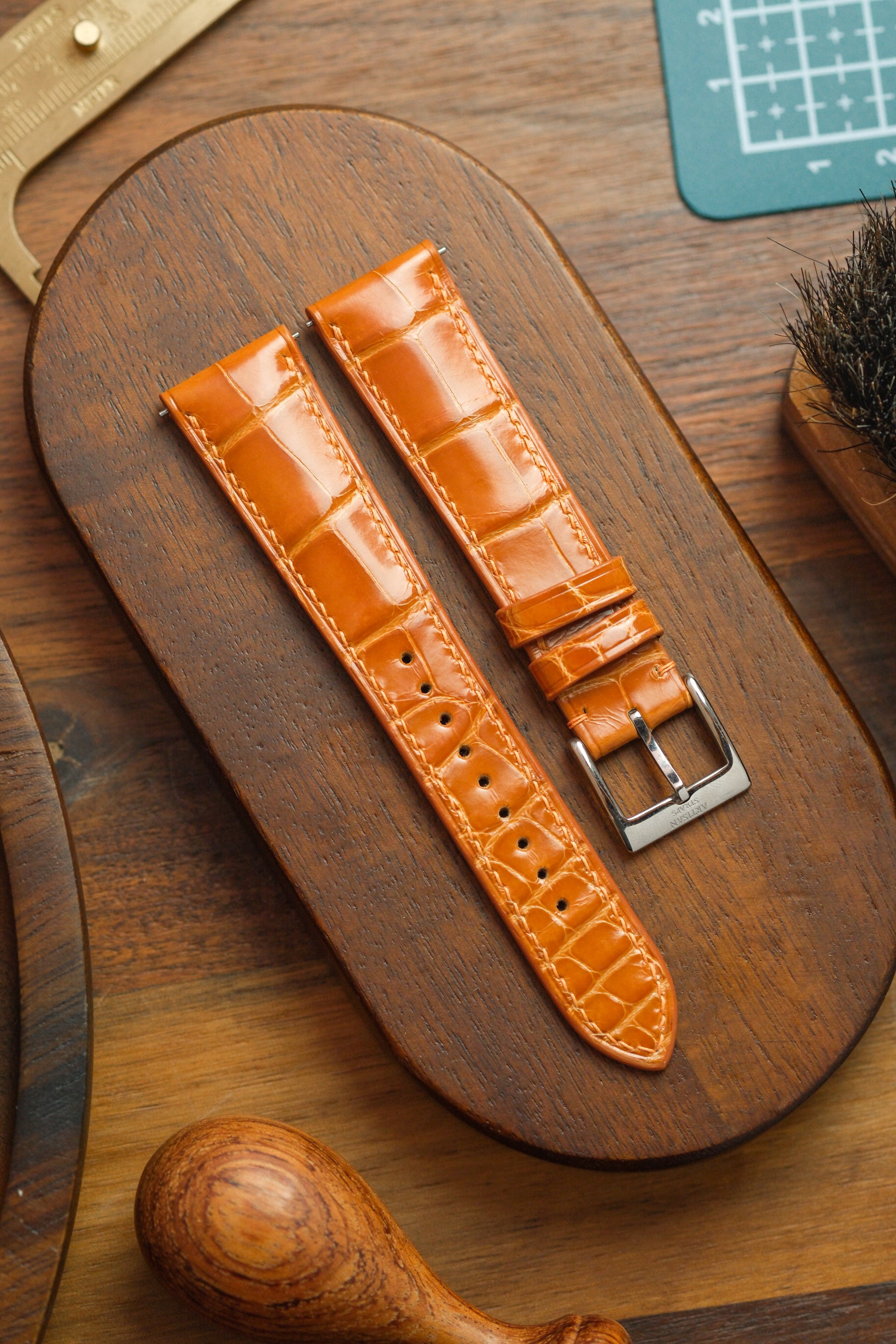 Tangerine Glazed Alligator (Padded) Leather Strap
