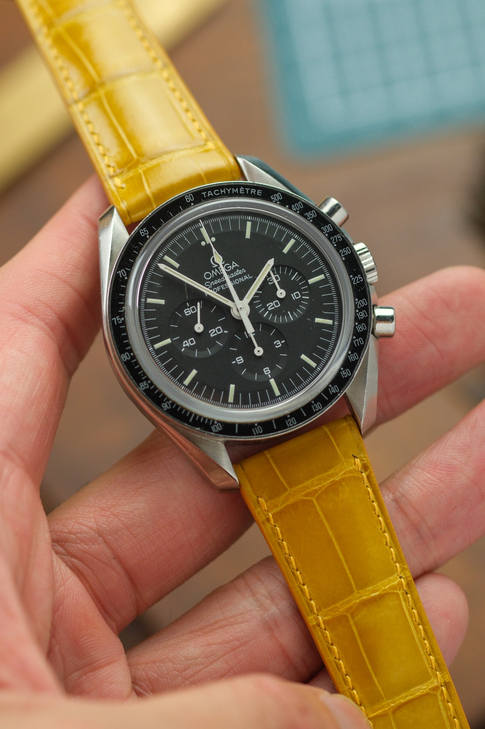 Chrysanthemum Yellow Glazed Alligator (Padded) Leather Strap