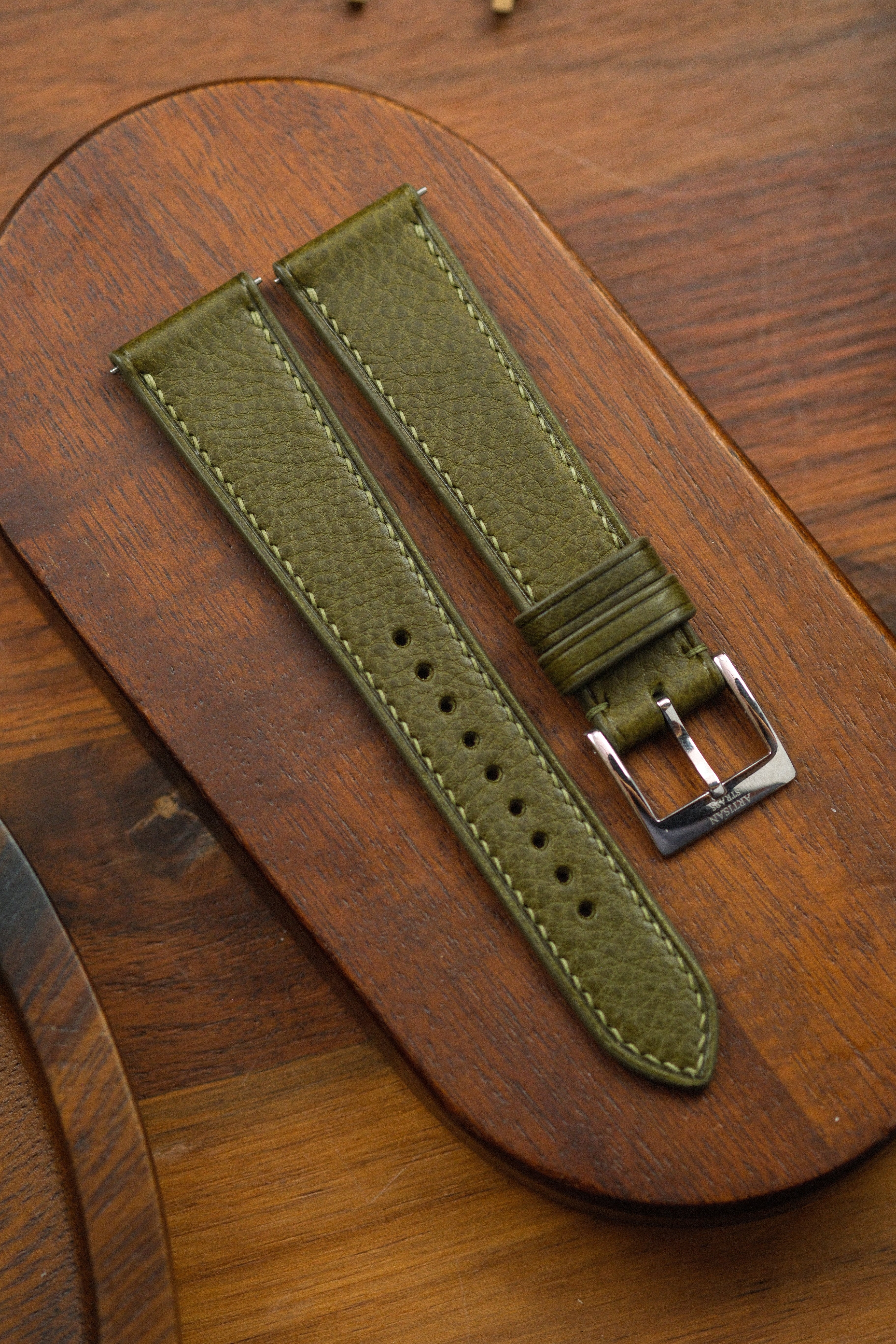 Olive Minerva Box Leather Strap (MTO)