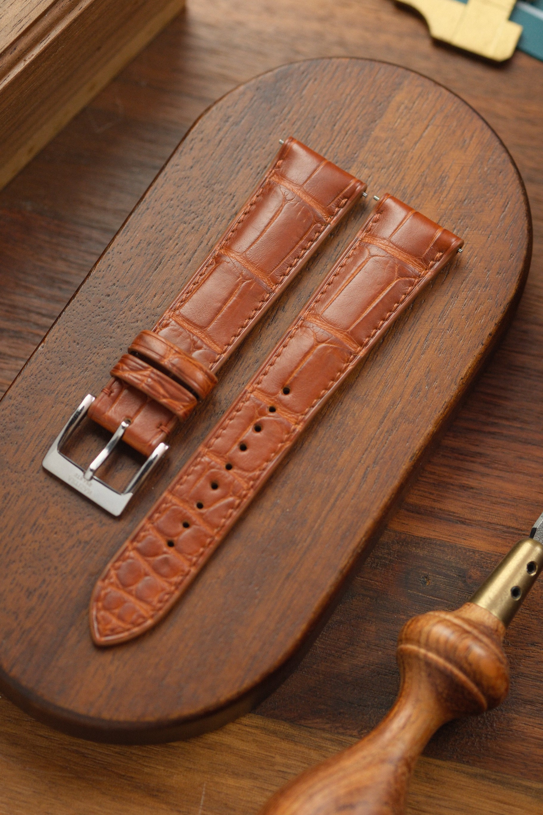 Cognac Brown Alligator (Padded) Leather Strap (MTO)