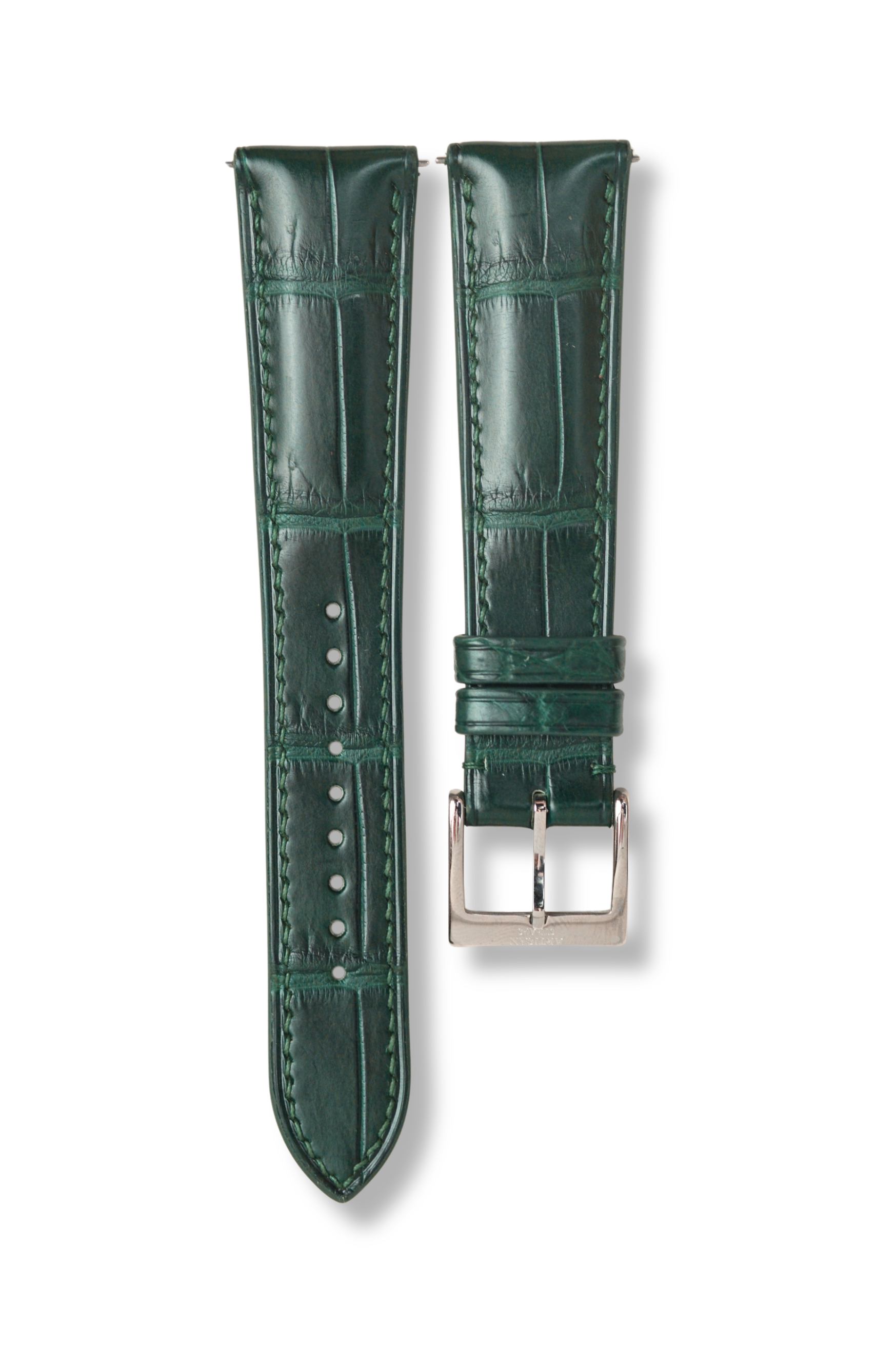 Correa de piel de caimán verde pino (acolchada)
