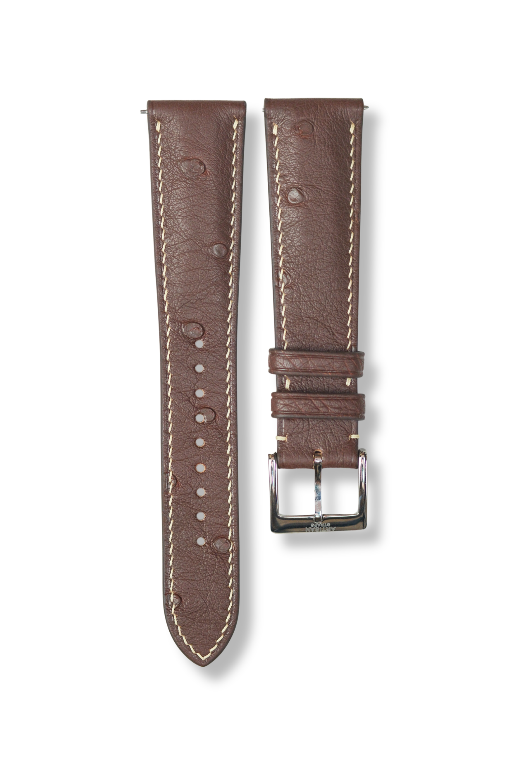 Chocolate Brown Ostrich Belly (Padded) Leather Strap