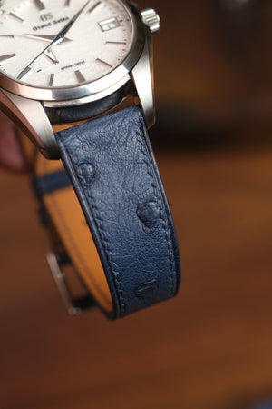 Navy Blue Ostrich Belly Leather Strap