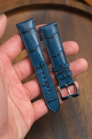 Vintage Peacock Blue Alligator Leather Strap