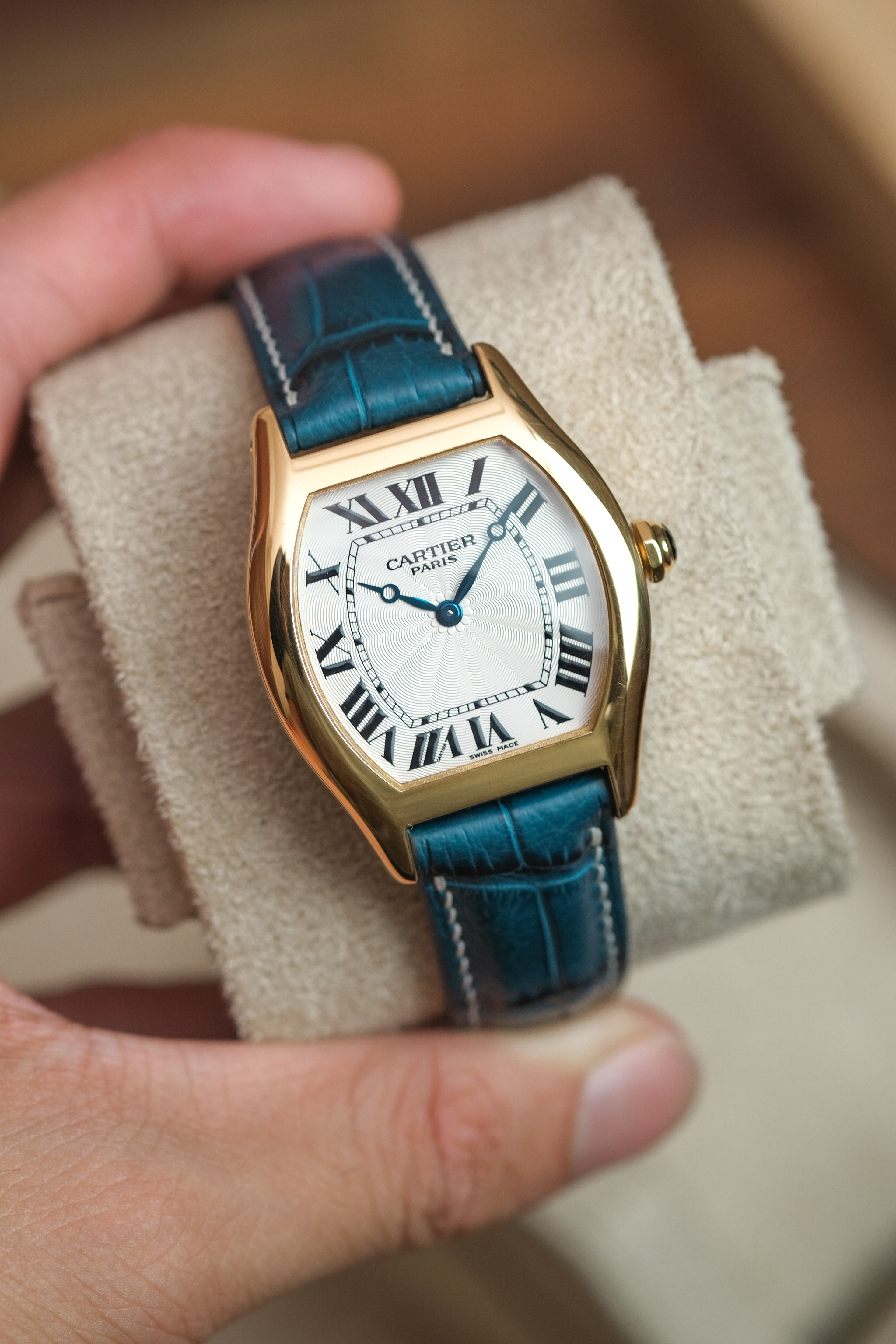 Vintage Peacock Blue Alligator Leather Strap