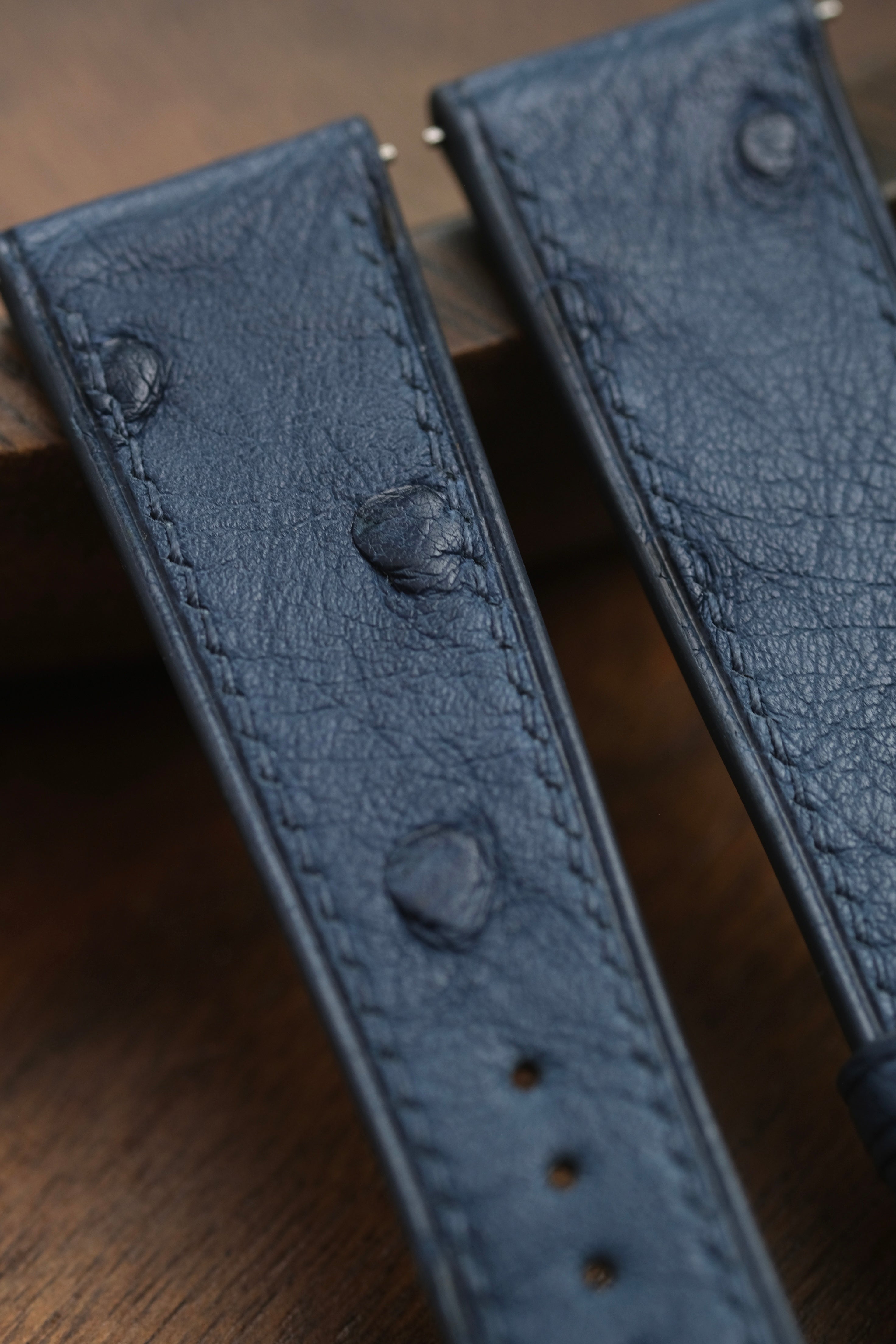 Navy Blue Ostrich Belly Leather Strap