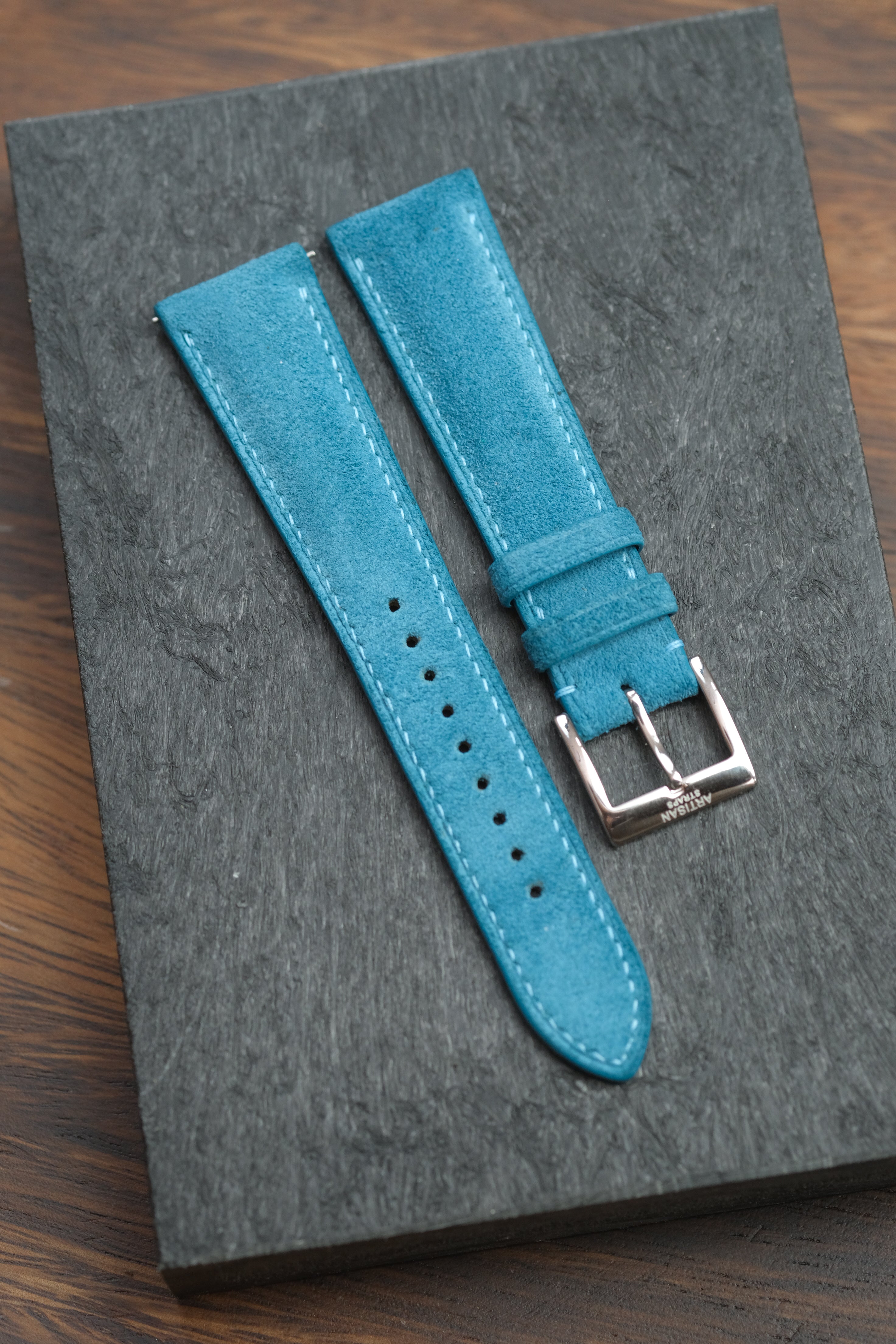 Aqua Blue Suede (Padded) Leather Strap