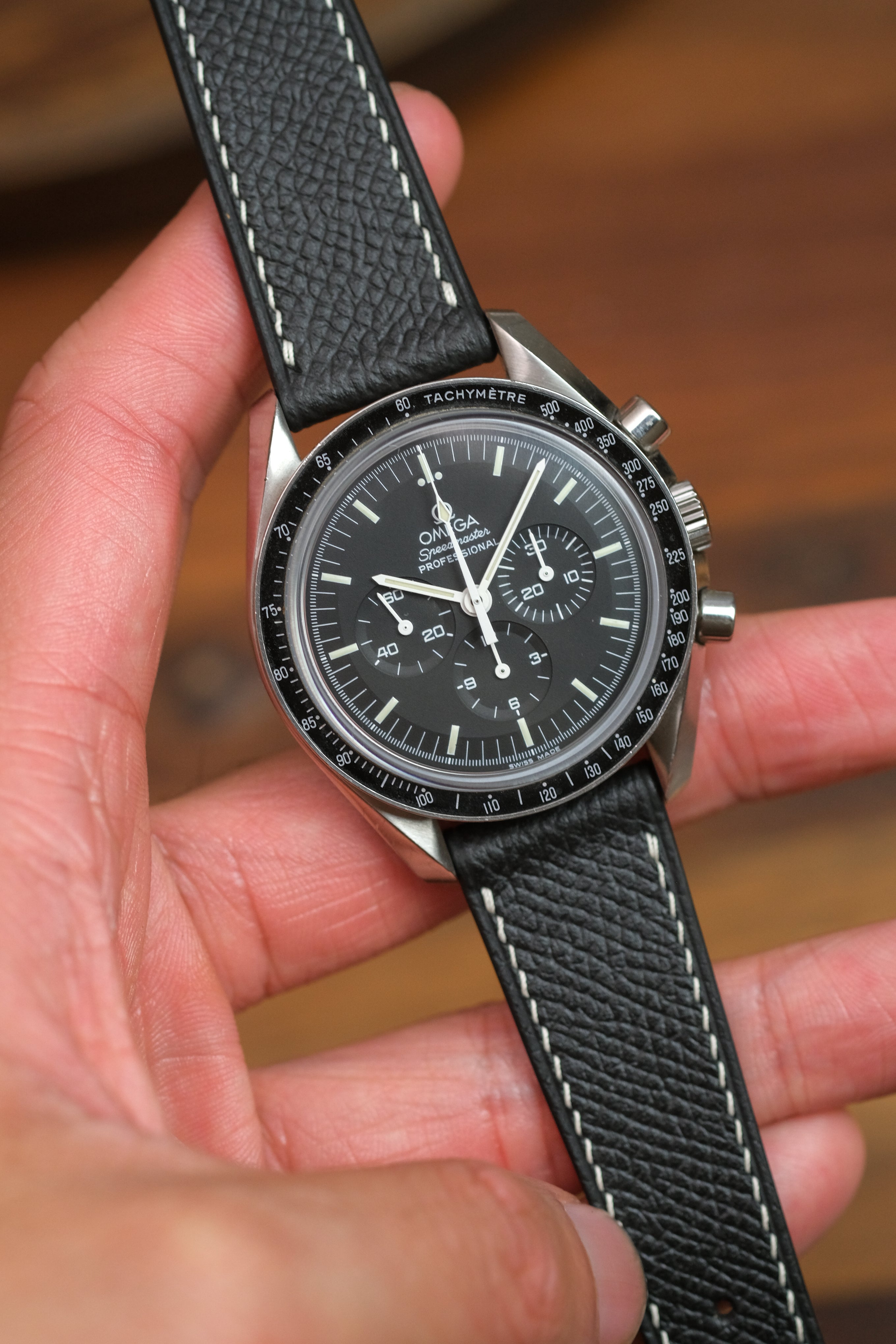 Correa de piel Epsom negra 